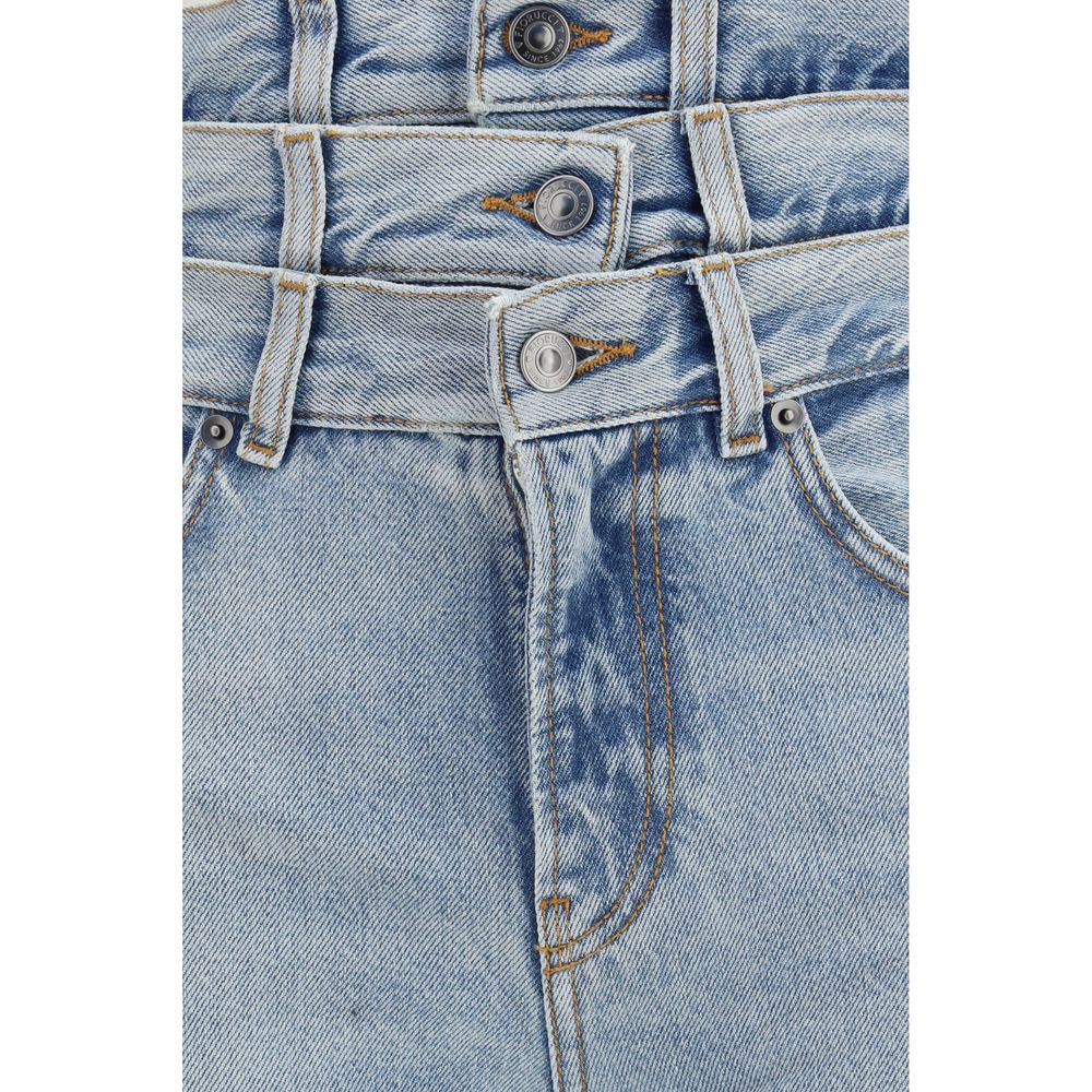 Fiorucci Blaue Baumwoll-Jeans mit ausgestelltem Bein