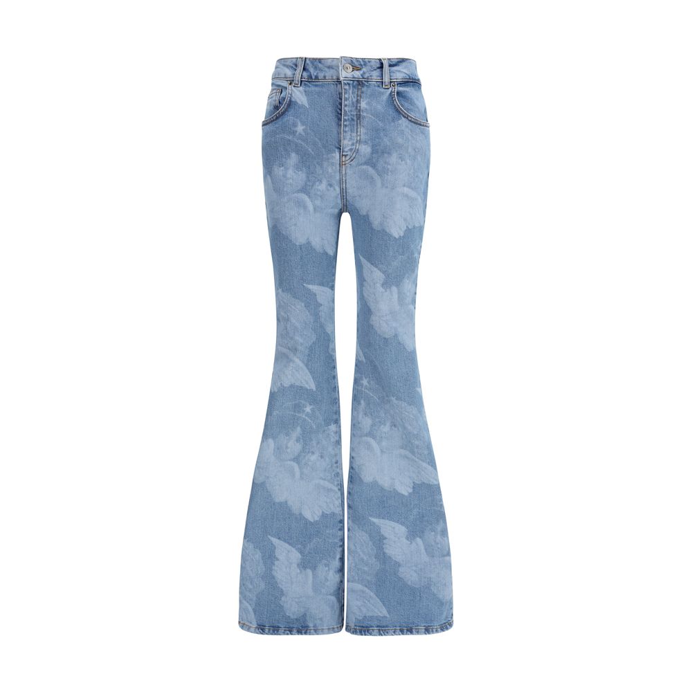 Fiorucci Blaue Baumwoll-Jeans mit ausgestelltem Bein