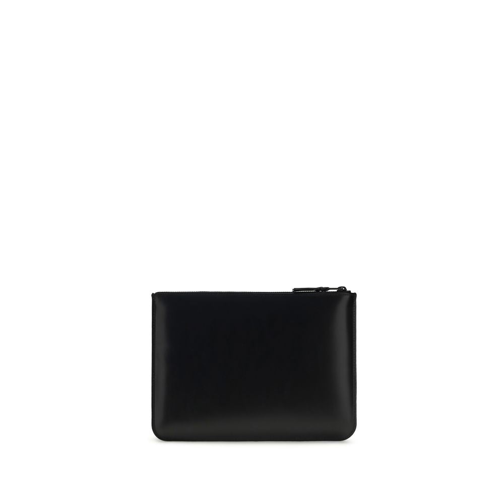 Comme Des Garçons Schwarzes Kalbsleder Bos Taurus Portemonnaie