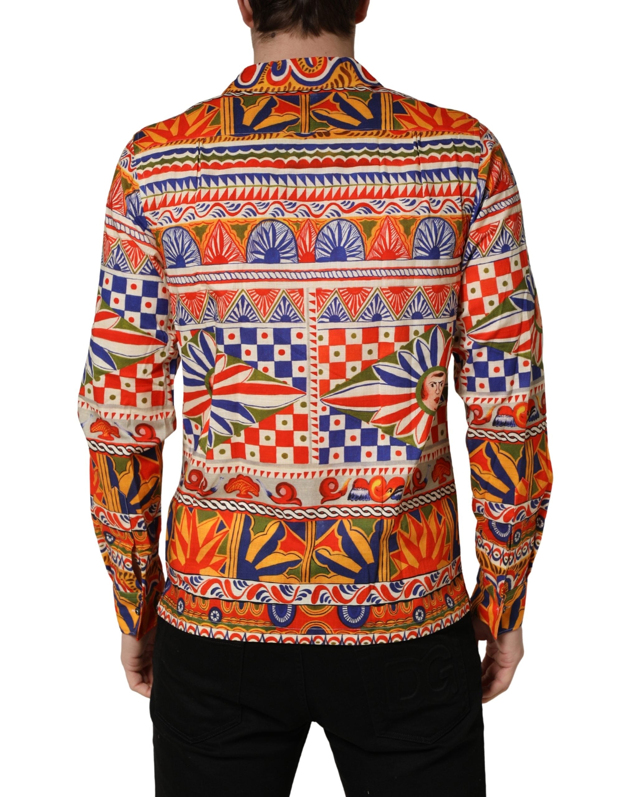 Dolce & Gabbana Mehrfarbiges Hemd aus Baumwoll-Twill im Stil des sizilianischen Karrens für Herren