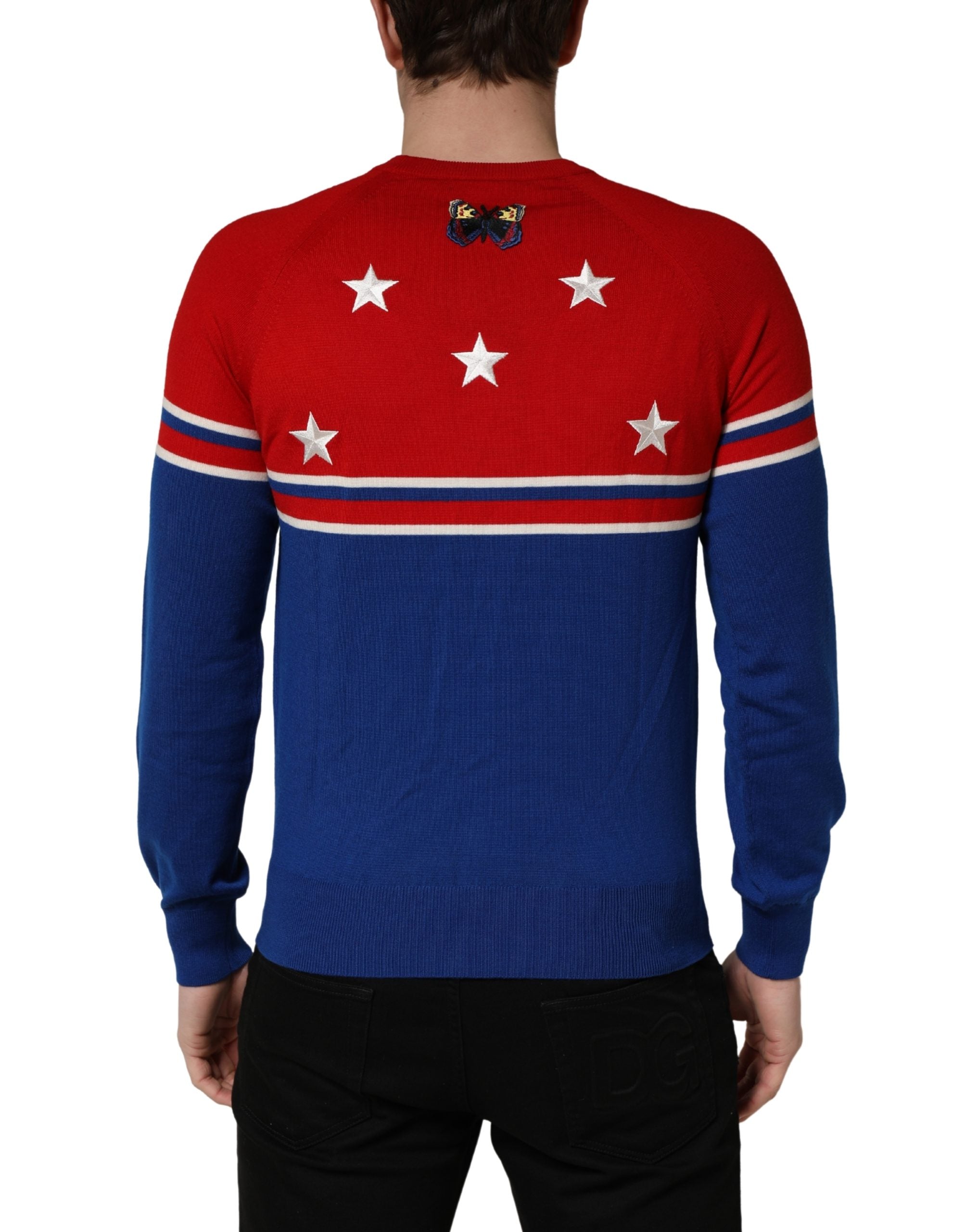 Dolce & Gabbana Pullover aus Wolle mit Schmetterlings- und Sternenmotiv, Rundhalsausschnitt
