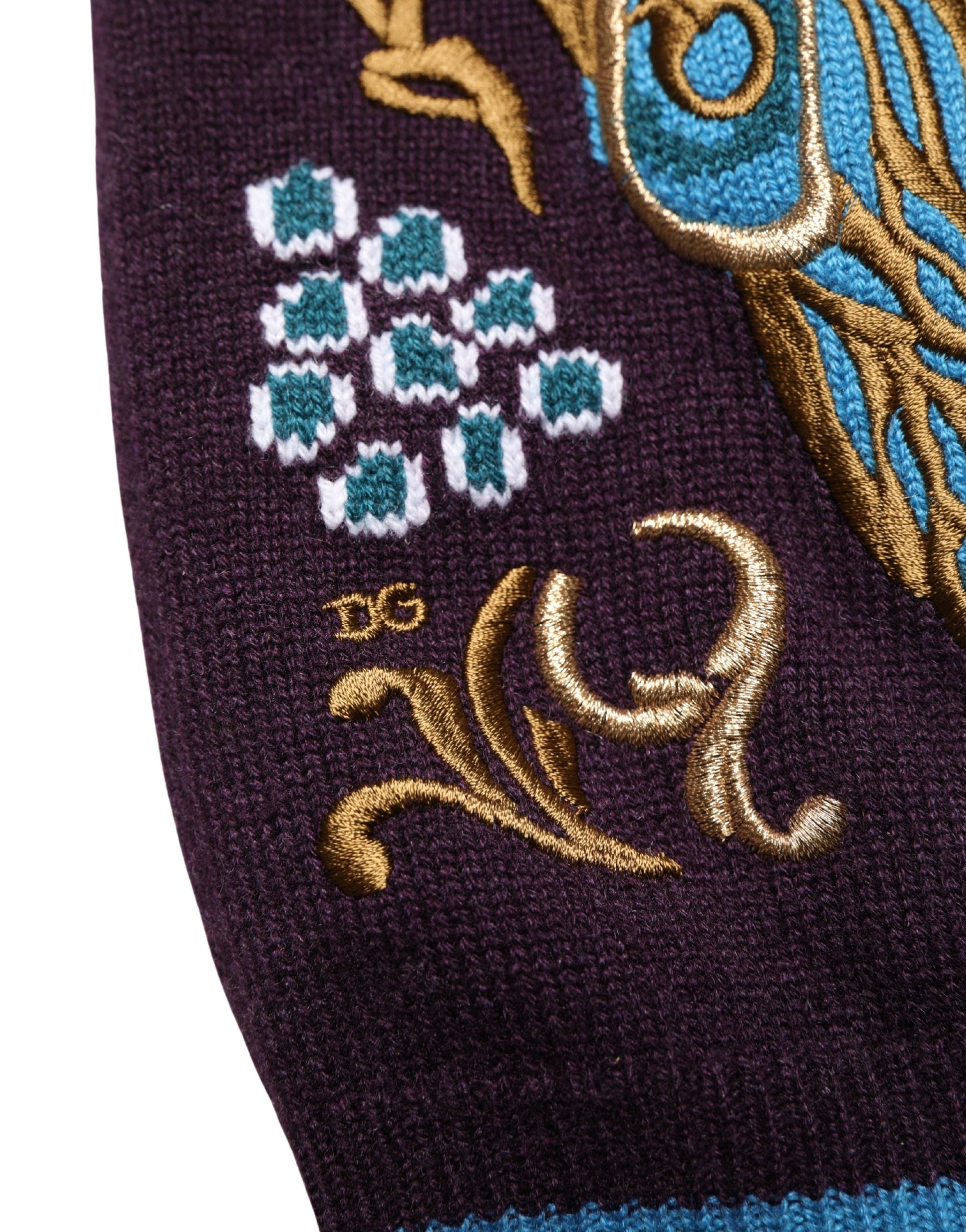 Dolce & Gabbana Pullover aus Kaschmir in Bordeaux mit Kronenstickerei