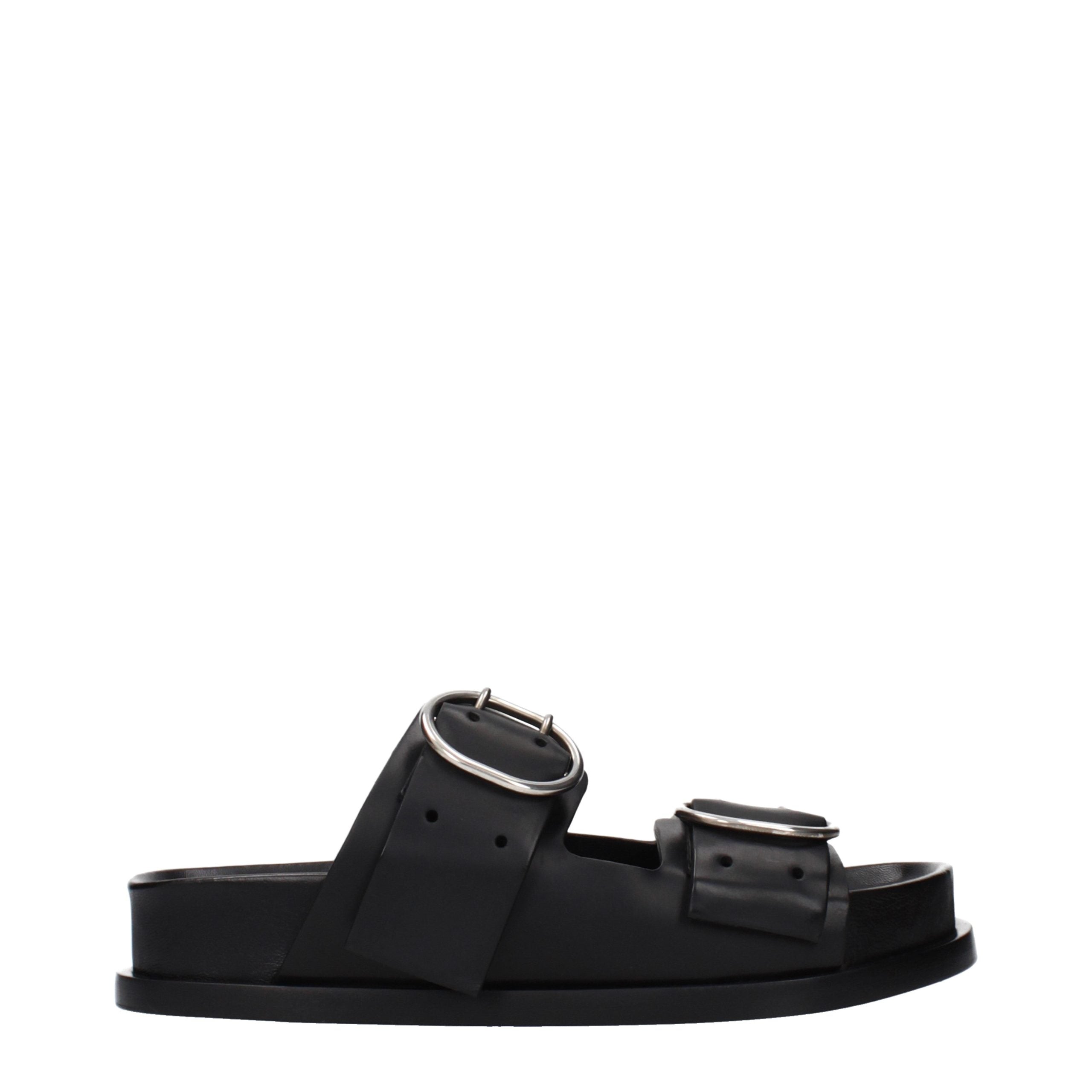 Jil Sander Schwarze Leder-Slipper