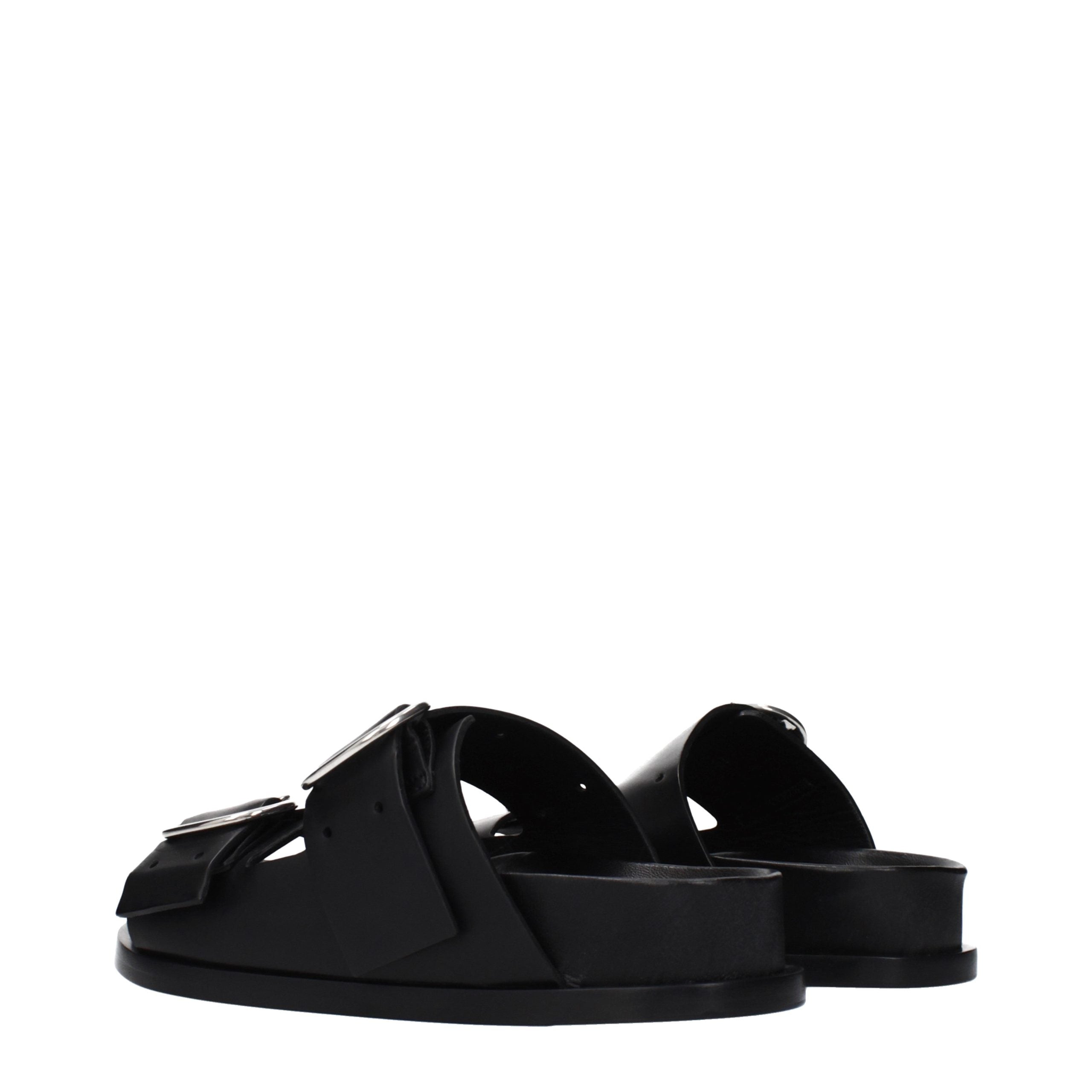 Jil Sander Schwarze Leder-Slipper