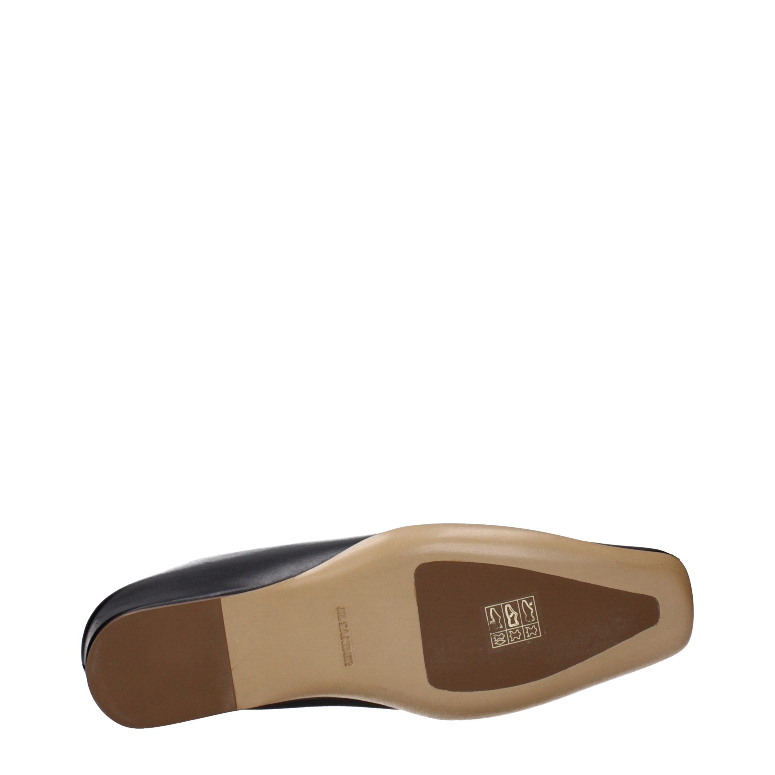 Jil Sander Schwarze Leder-Slipper