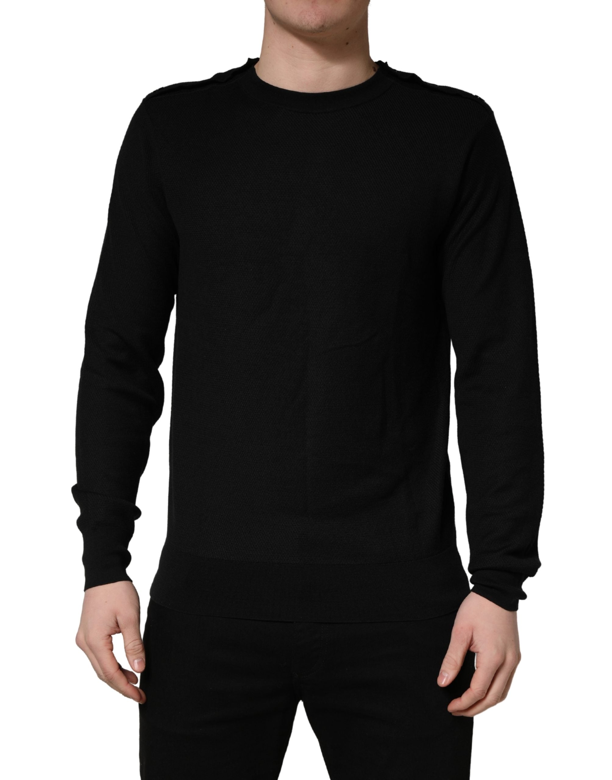 Dolce & Gabbana Schwarzer Pullover mit Rundhalsausschnitt und langen Ärmeln
