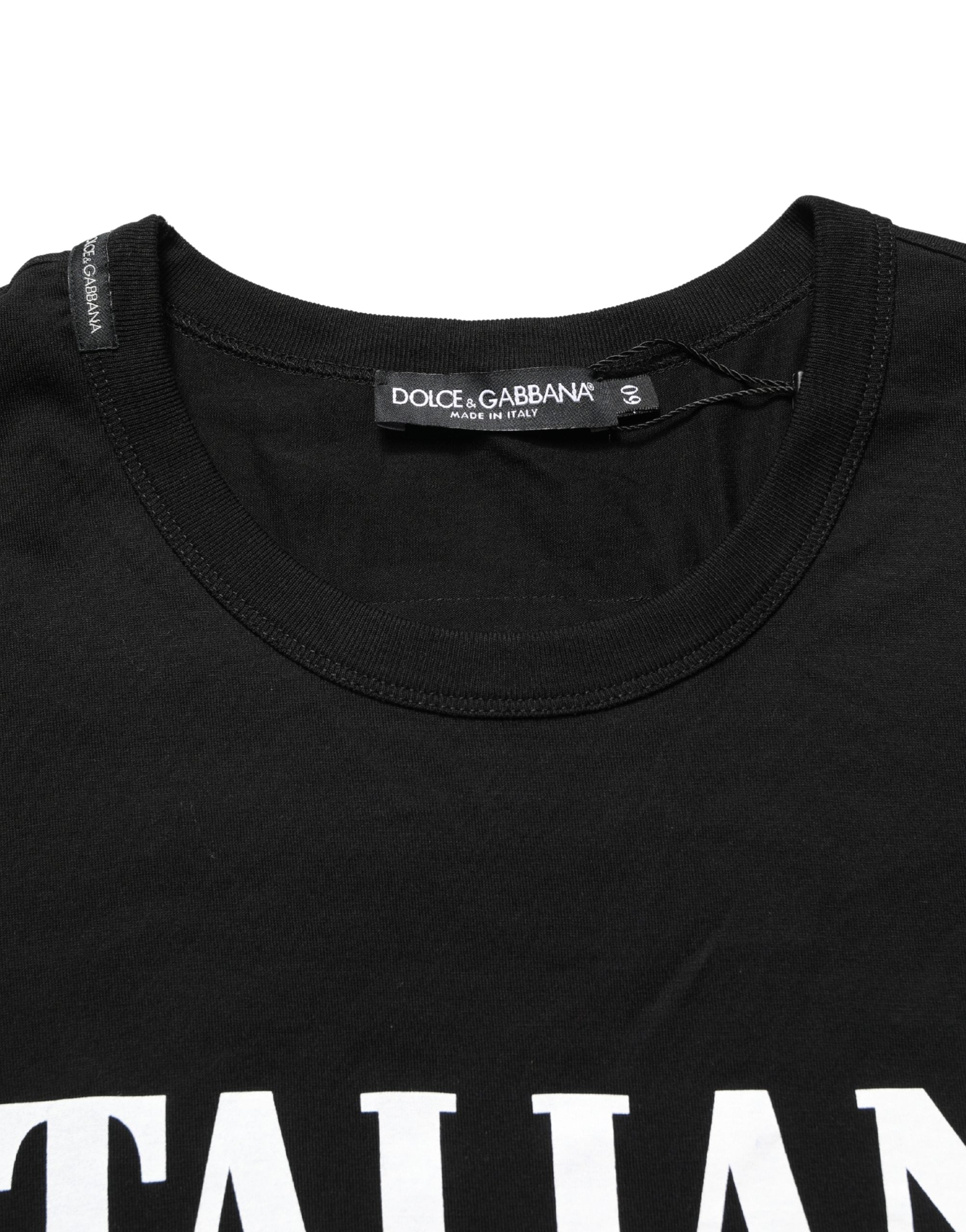 Dolce & Gabbana Schwarzes T-Shirt mit Camouflage-Grafikprint und Rundhalsausschnitt aus Baumwolle