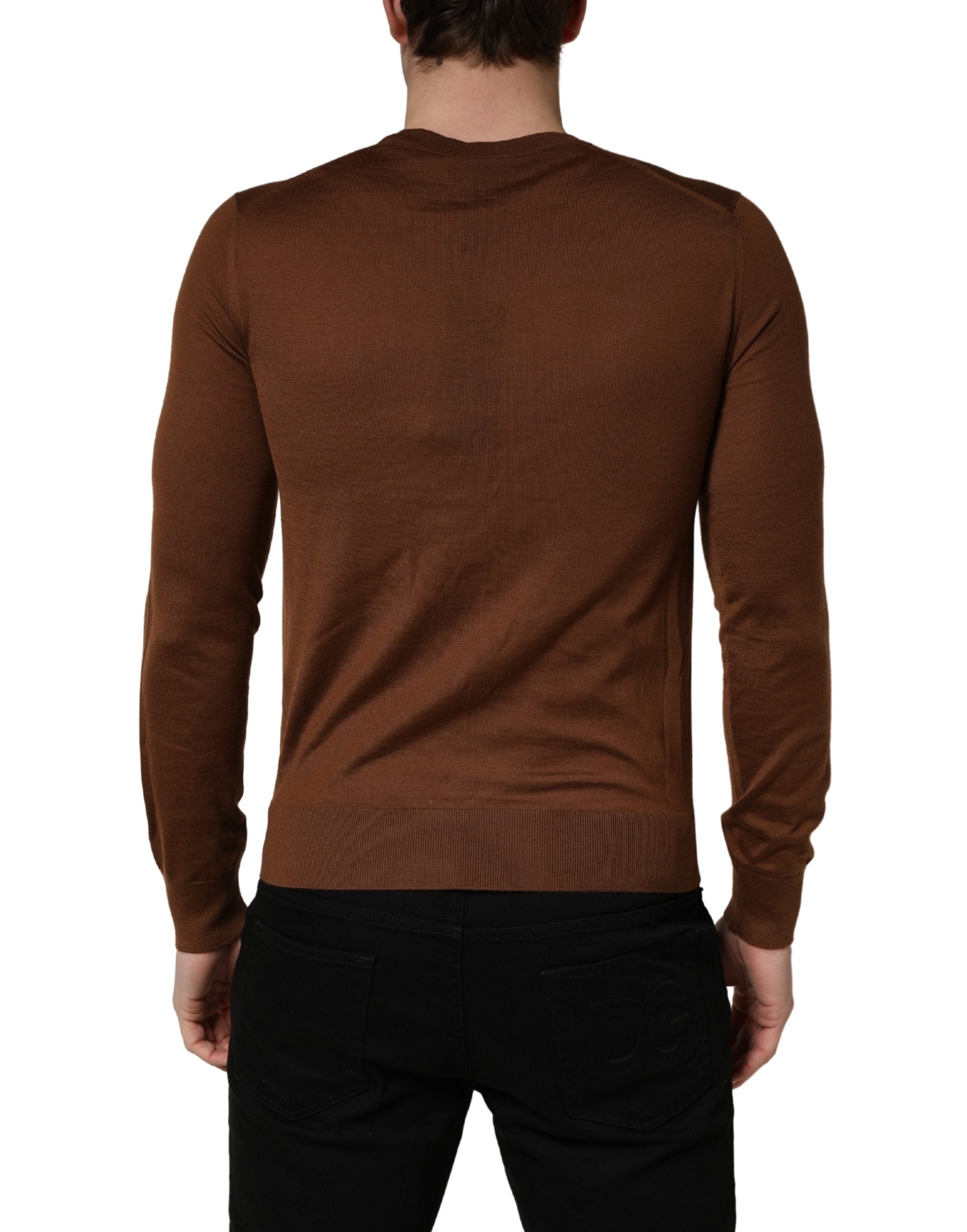 Dolce & Gabbana Brauner Kaschmir-Pullover mit Rundhalsausschnitt für Herren