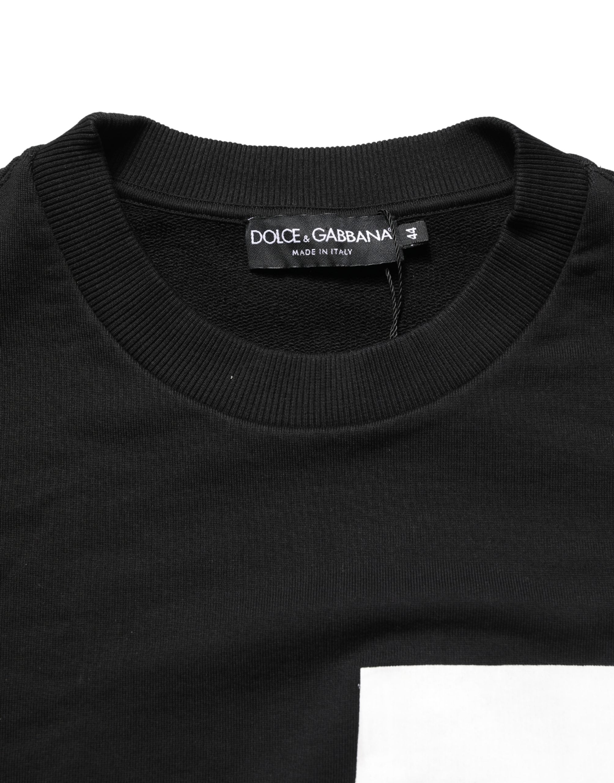 Dolce & Gabbana Schwarzer Milano Baumwoll-Sweatshirtpullover mit Logo