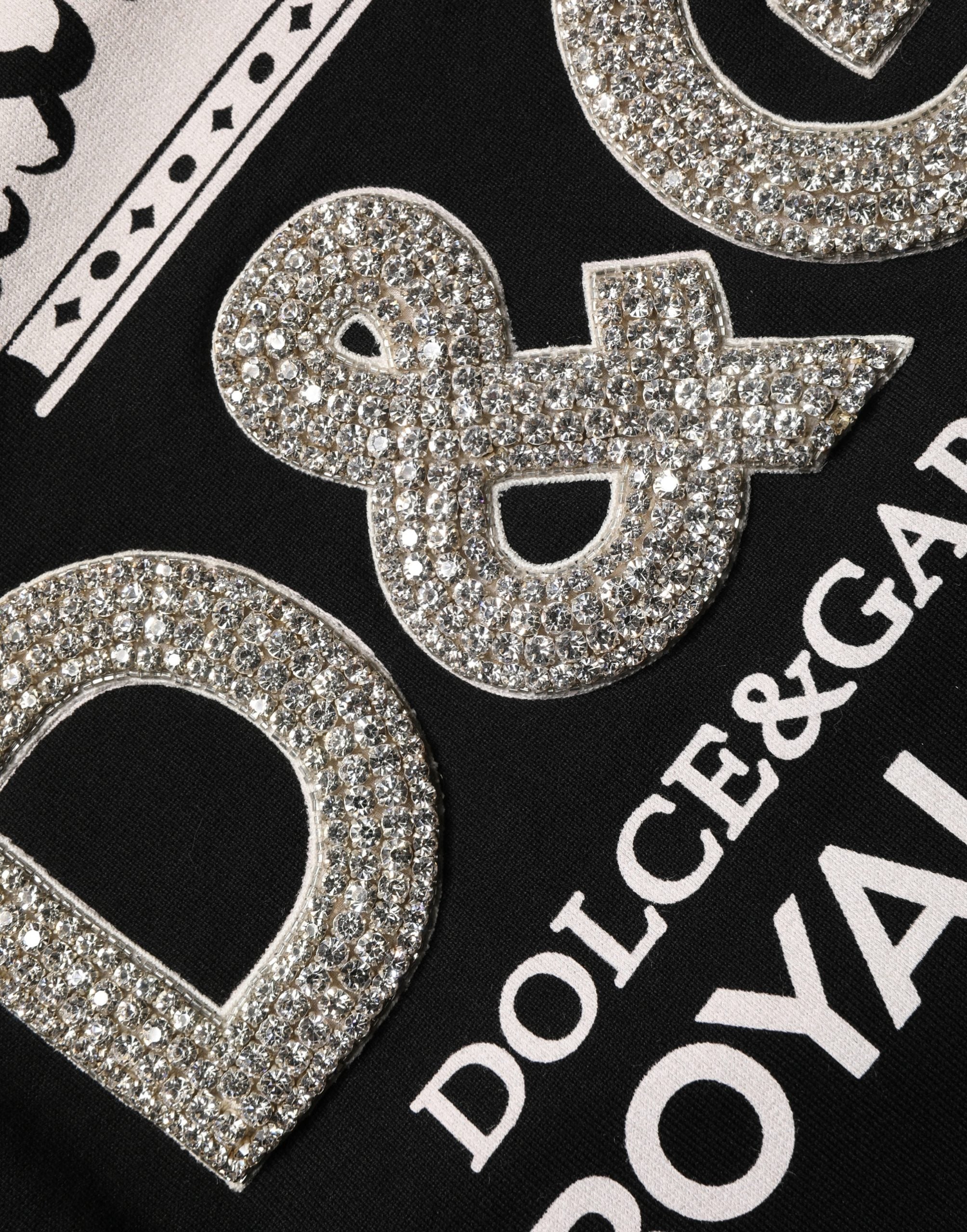 Dolce & Gabbana Schwarzer Sweatshirt-Pullover mit Verzierungen aus Baumwolle