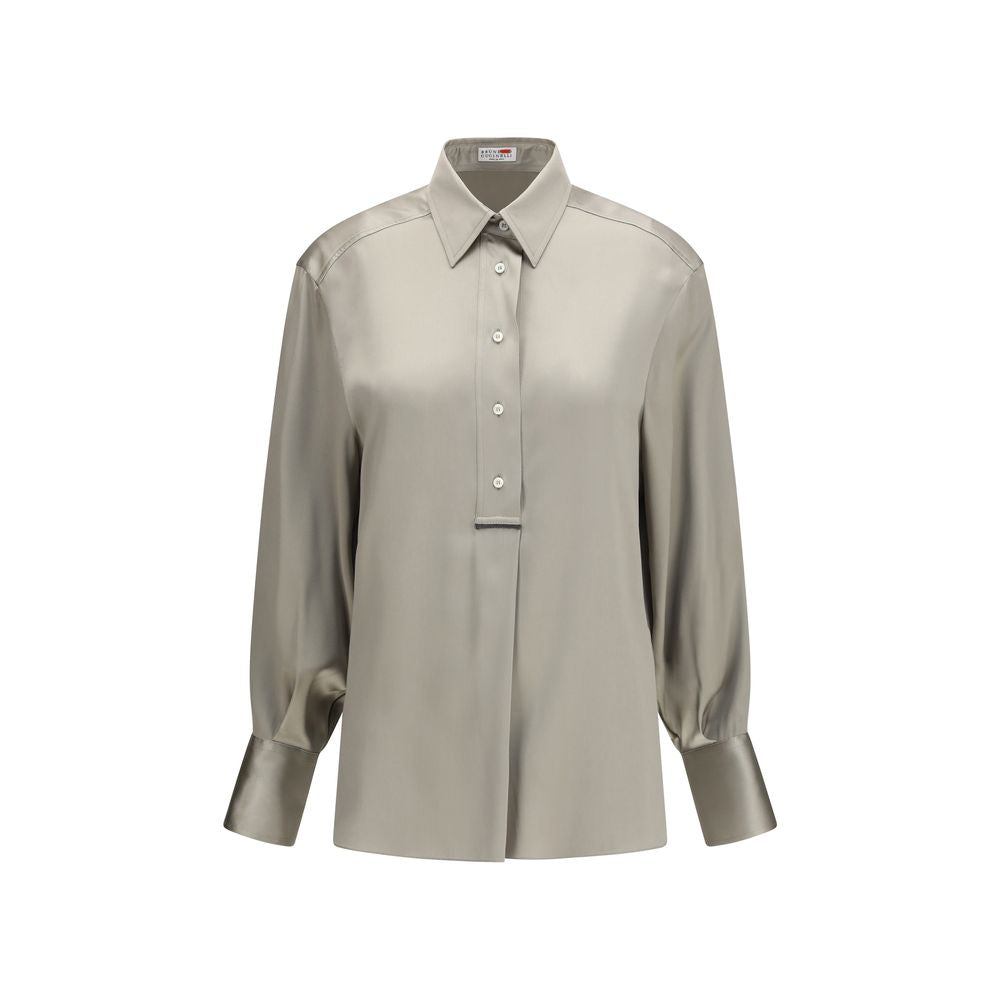 Brunello Cucinelli Zweifarbige Seidenbluse