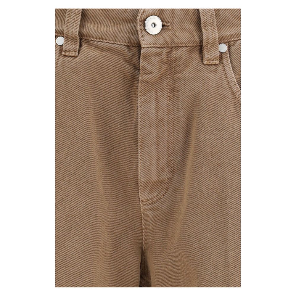 Brunello Cucinelli Braune Baumwolljeans mit geradem Bein