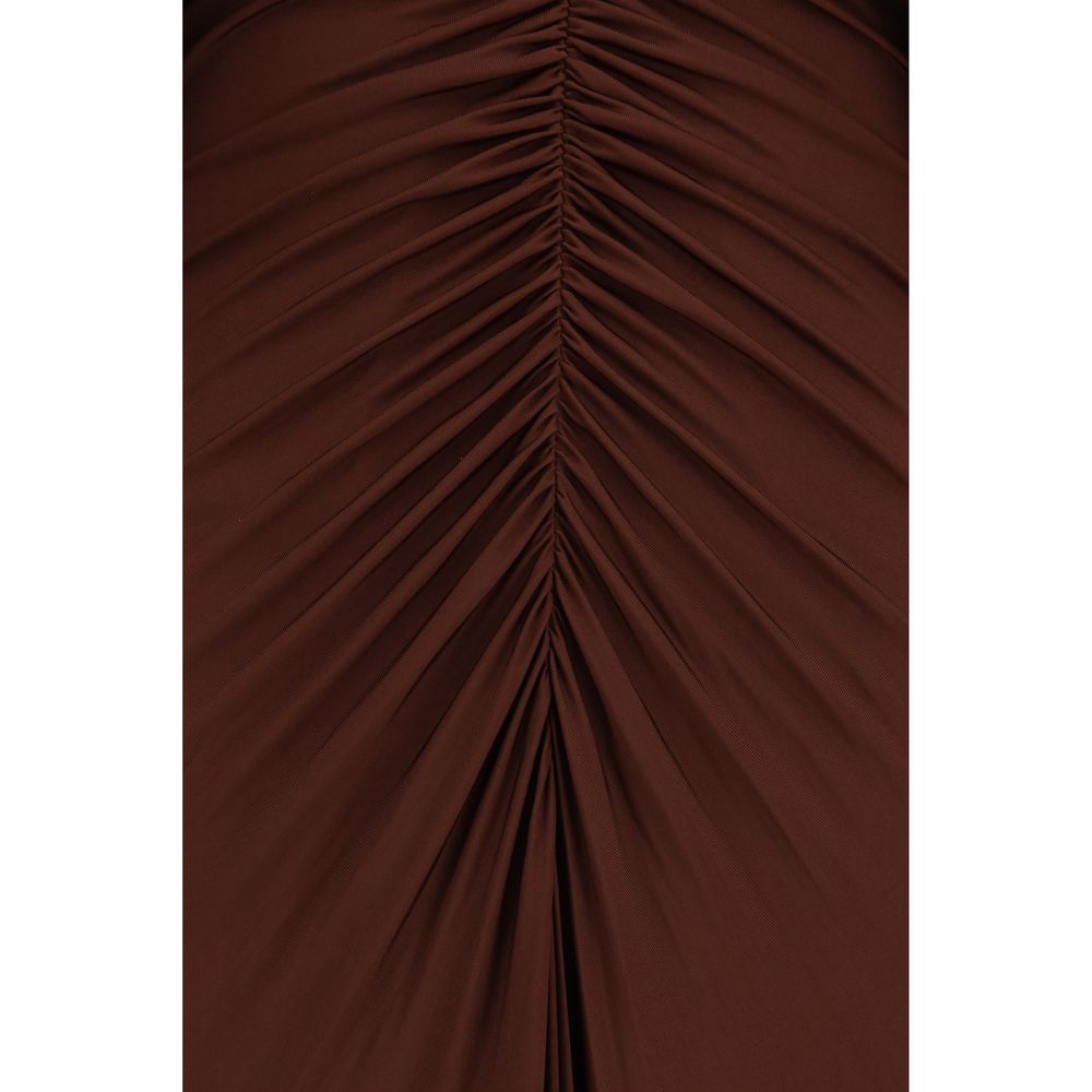 Self-Portrait Braunes Viskose-Freizeitkleid