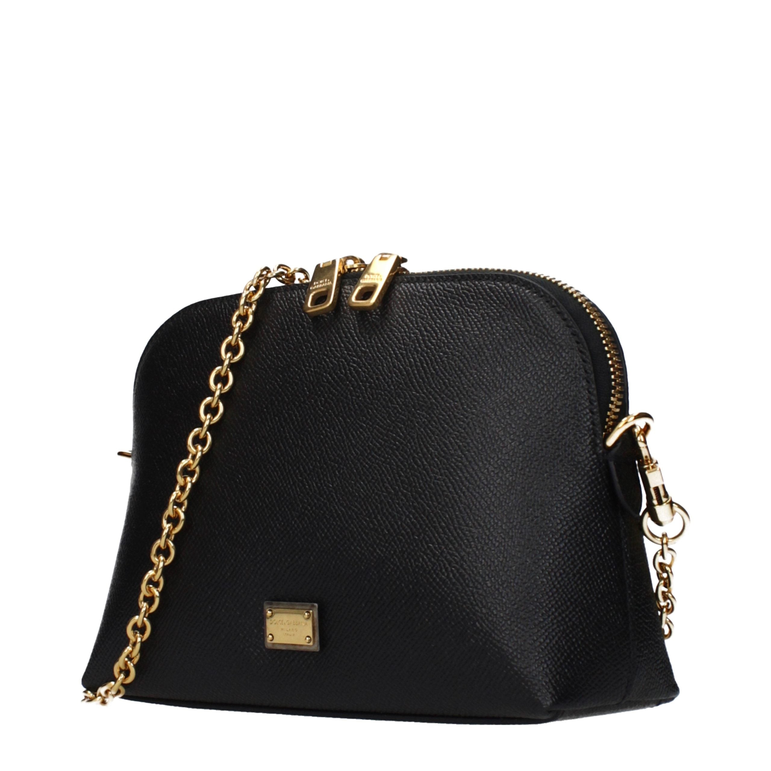 Dolce & Gabbana Schwarze Leder Umhängetasche
