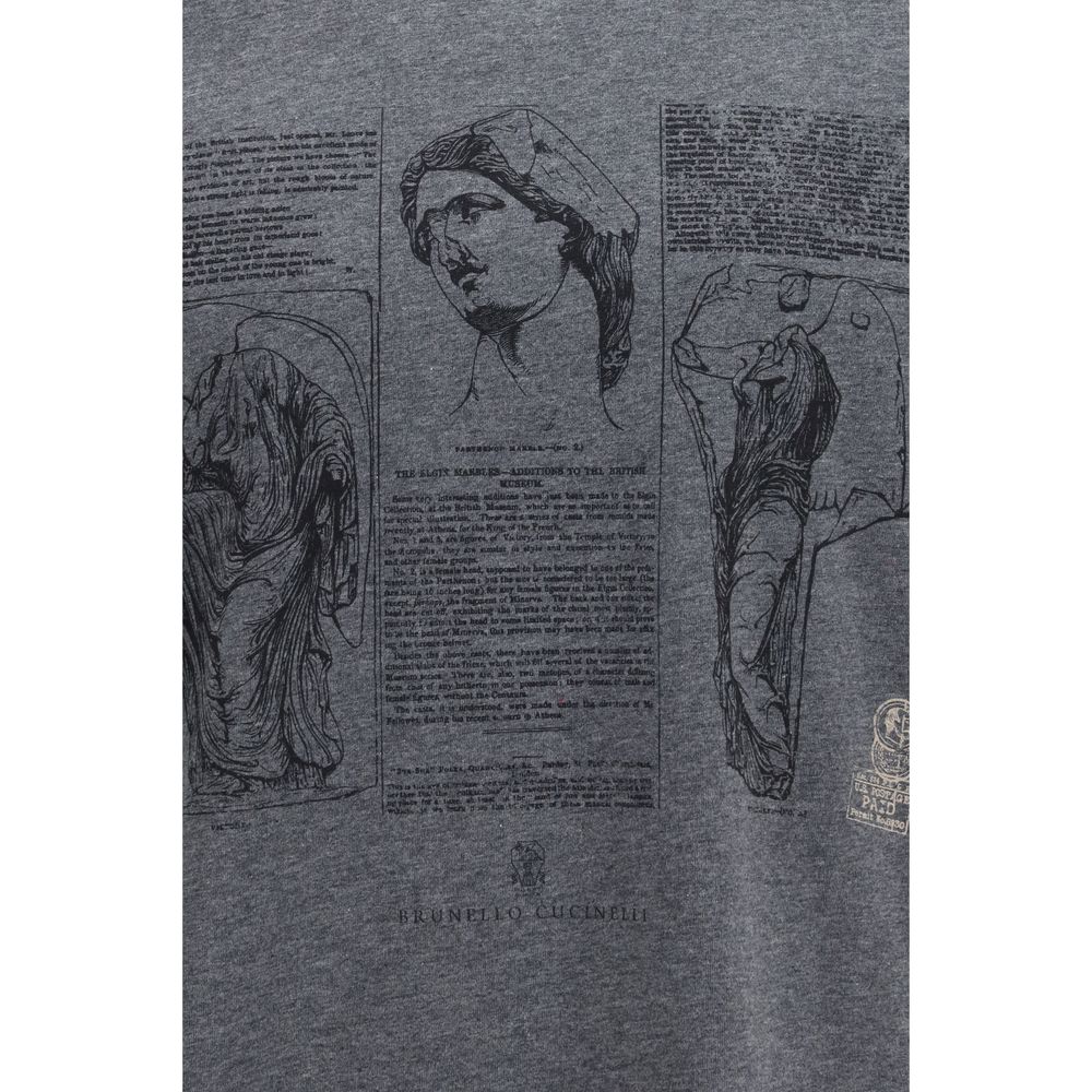 Brunello Cucinelli Graues Baumwoll-T-Shirt