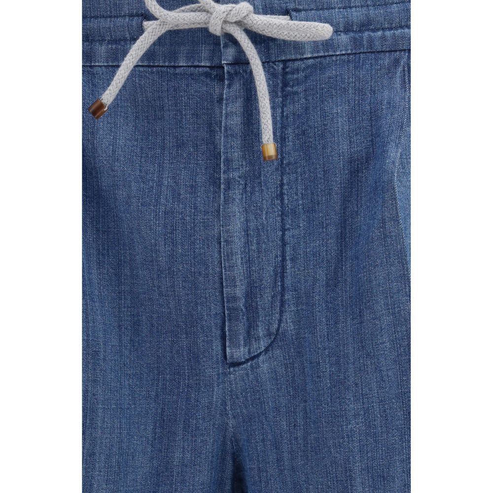 Brunello Cucinelli Blaue Baumwoll-Freizeithose