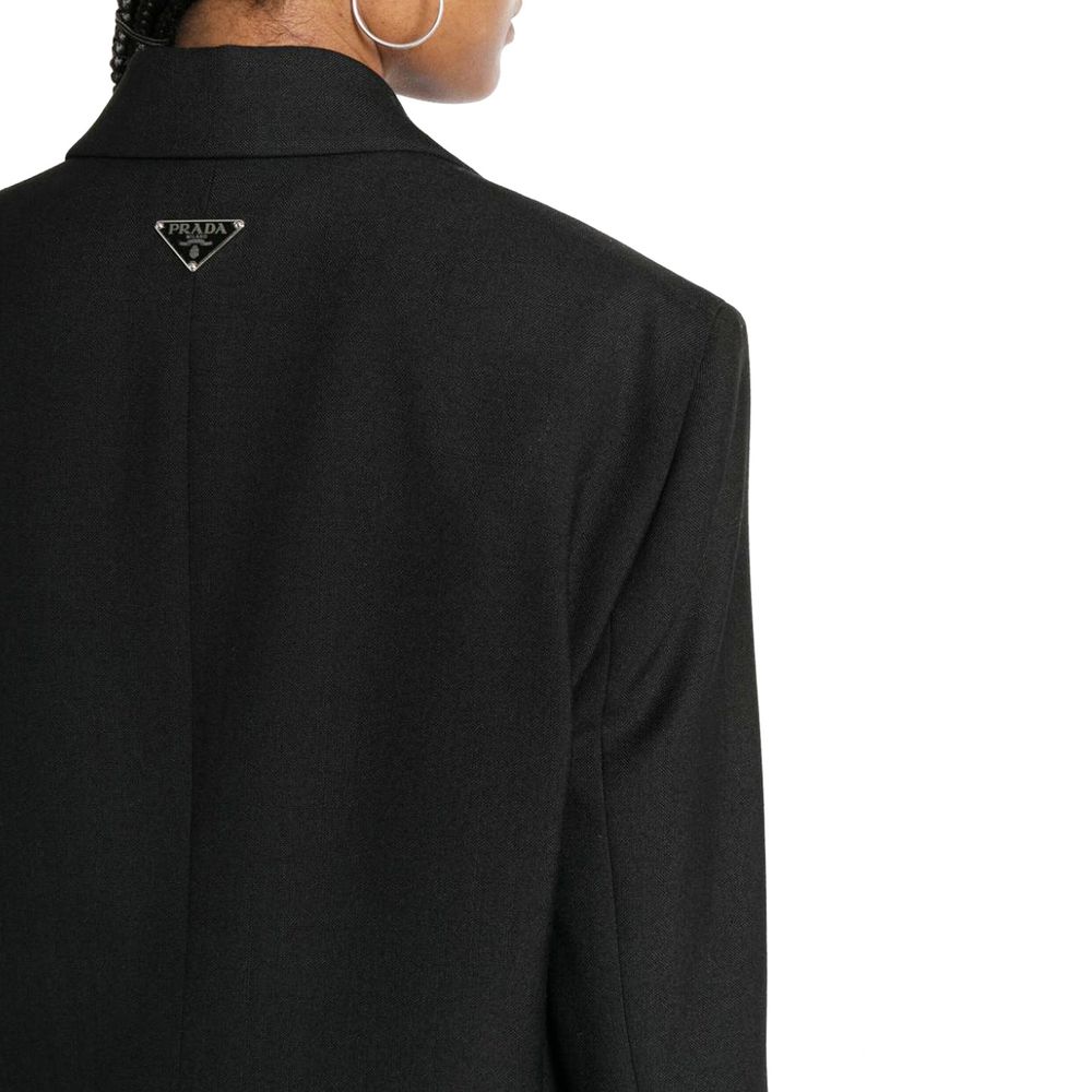 Prada Schwarzer Blazer aus reiner Schurwolle