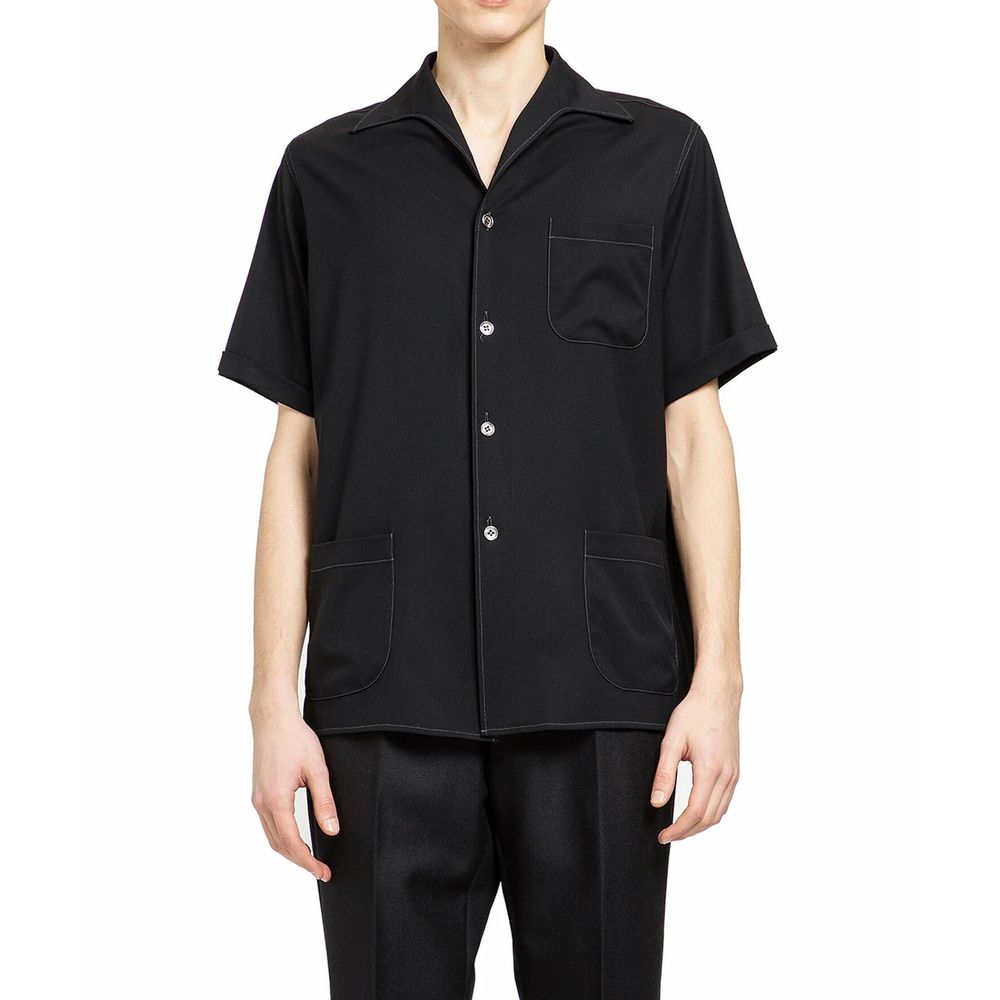 Maison Margiela Schwarzes Woll-Shirt mit kurzen Ärmeln