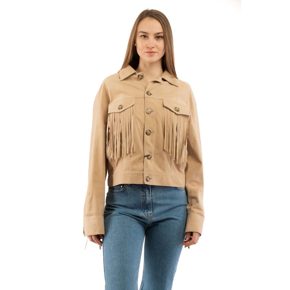 Moschino Beige Baumwoll-Lederjacke