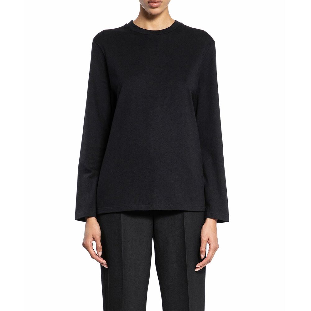 Jil Sander Schwarzes Langarm-T-Shirt aus Baumwolle