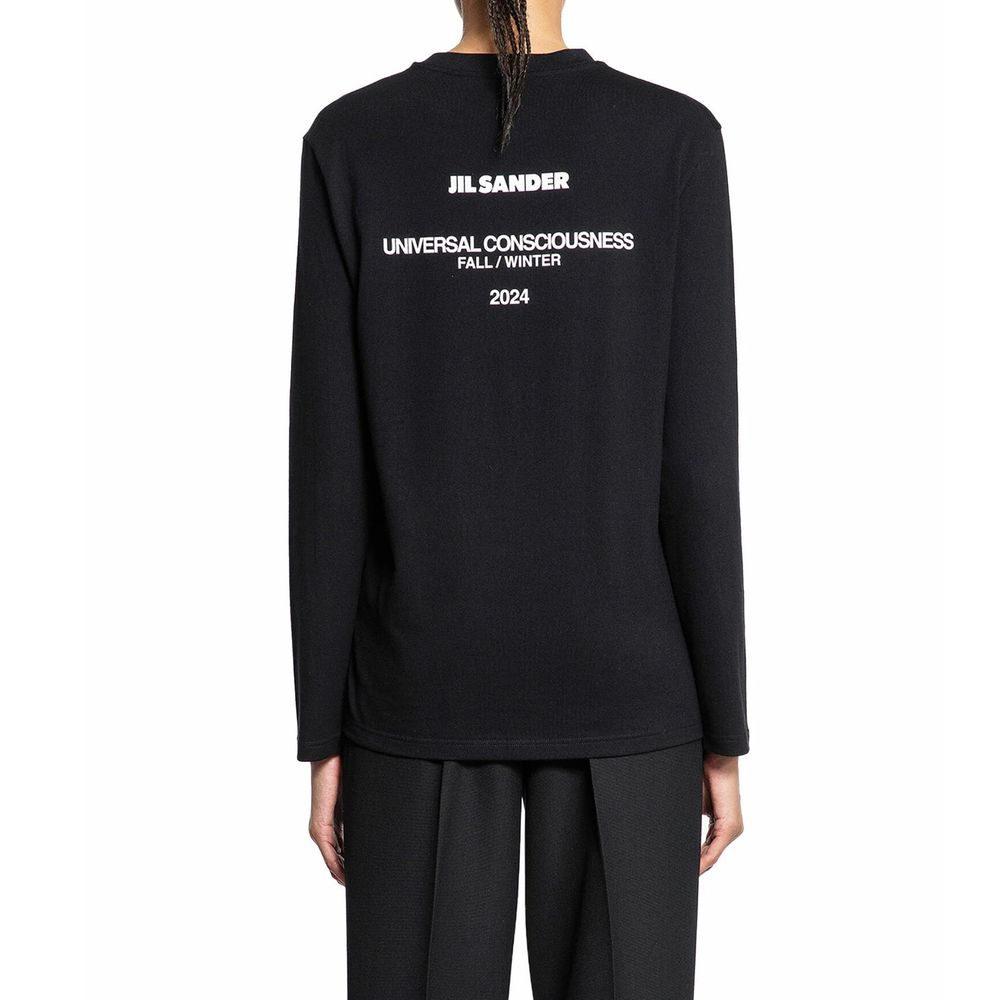 Jil Sander Schwarzes Langarm-T-Shirt aus Baumwolle