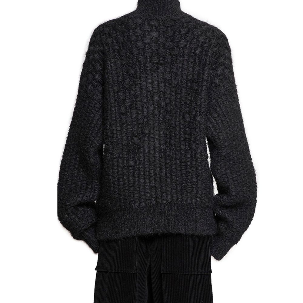 Jil Sander Schwarzer Cardigan aus Alpakaleder