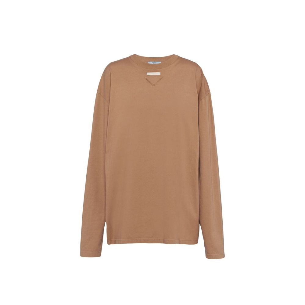 Prada Braunes Baumwoll-Langarmshirt