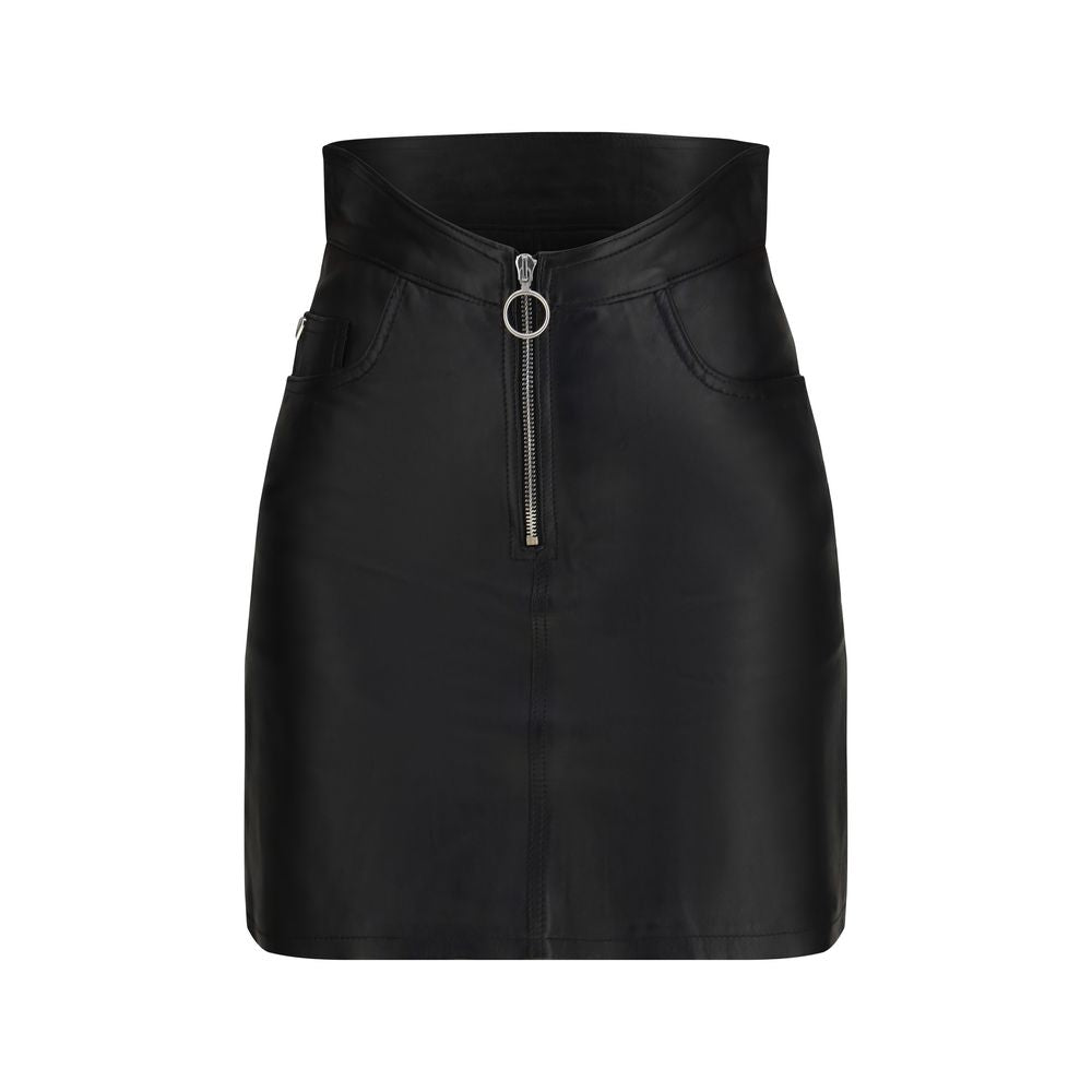 Fiorucci Schwarzer Minirock aus Lammleder