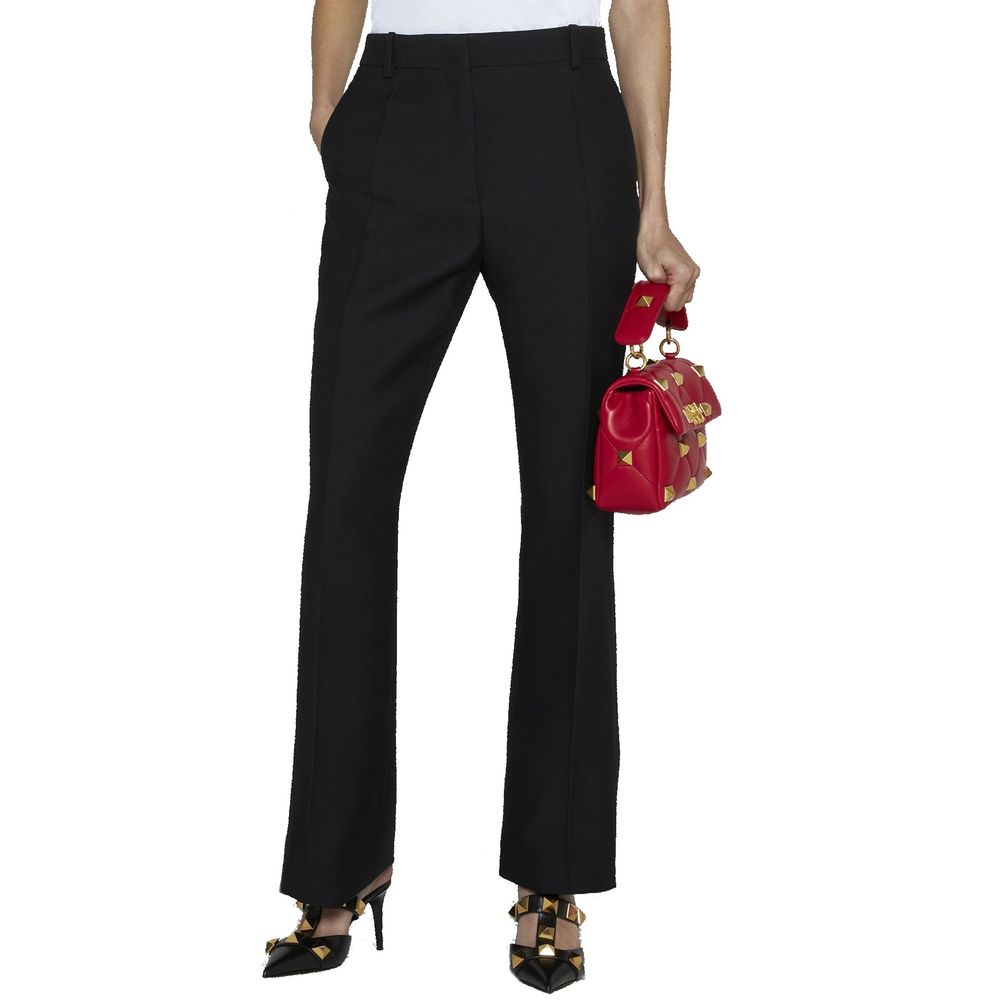 Valentino Garavani Schwarze Seidenhose mit ausgestelltem Bein