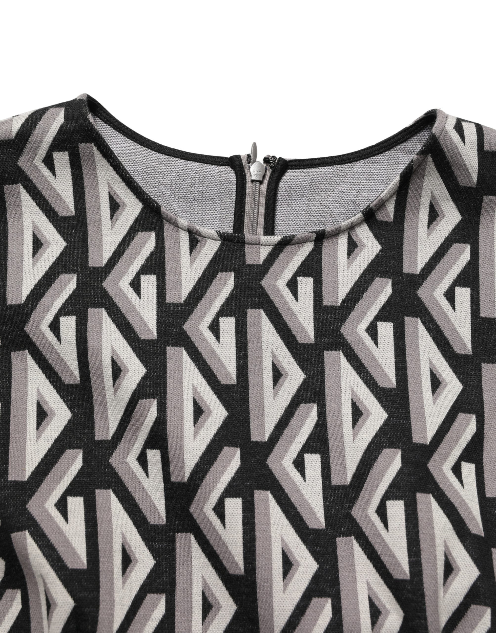 Dolce & Gabbana Schwarzes Kleid aus Baumwolle mit Logo-Print, knielang