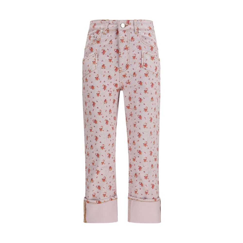Ganni Mehrfarbige Baumwoll-Cropped-Hose