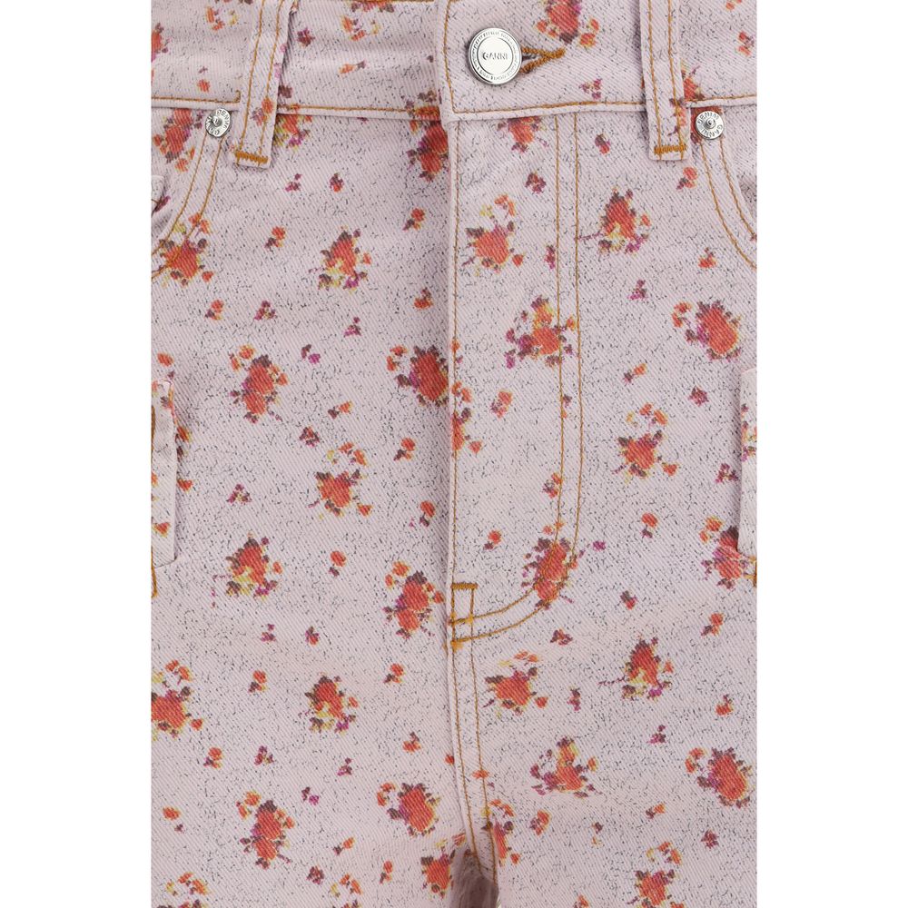 Ganni Mehrfarbige Baumwoll-Cropped-Hose