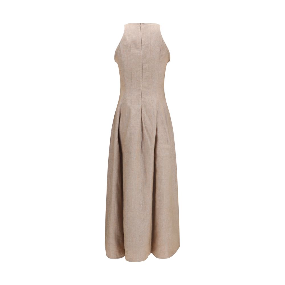 Brunello Cucinelli Beige Leinen-Freizeitkleid