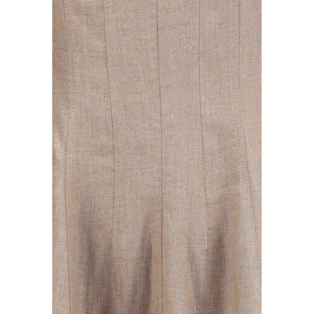 Brunello Cucinelli Beige Leinen-Freizeitkleid