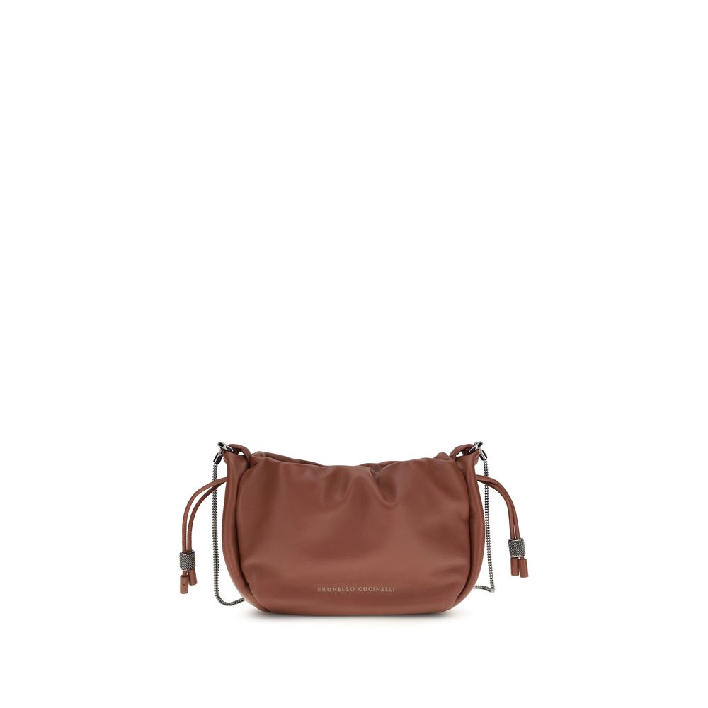 Brunello Cucinelli Braune Kalbsleder Bos Taurus Schultertasche