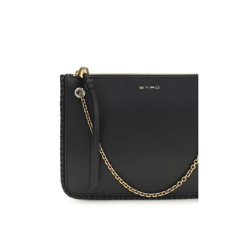 Etro Schwarze Bos Taurus Kalbsleder Clutch