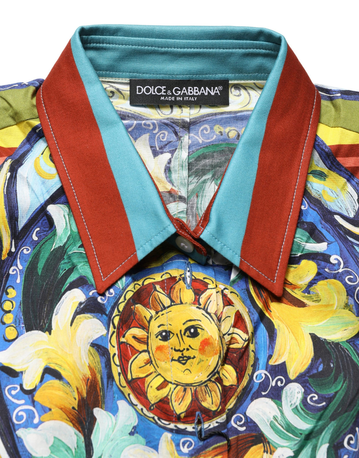 Dolce & Gabbana Bluse aus Baumwolle mit Multicolor Majolica-Print