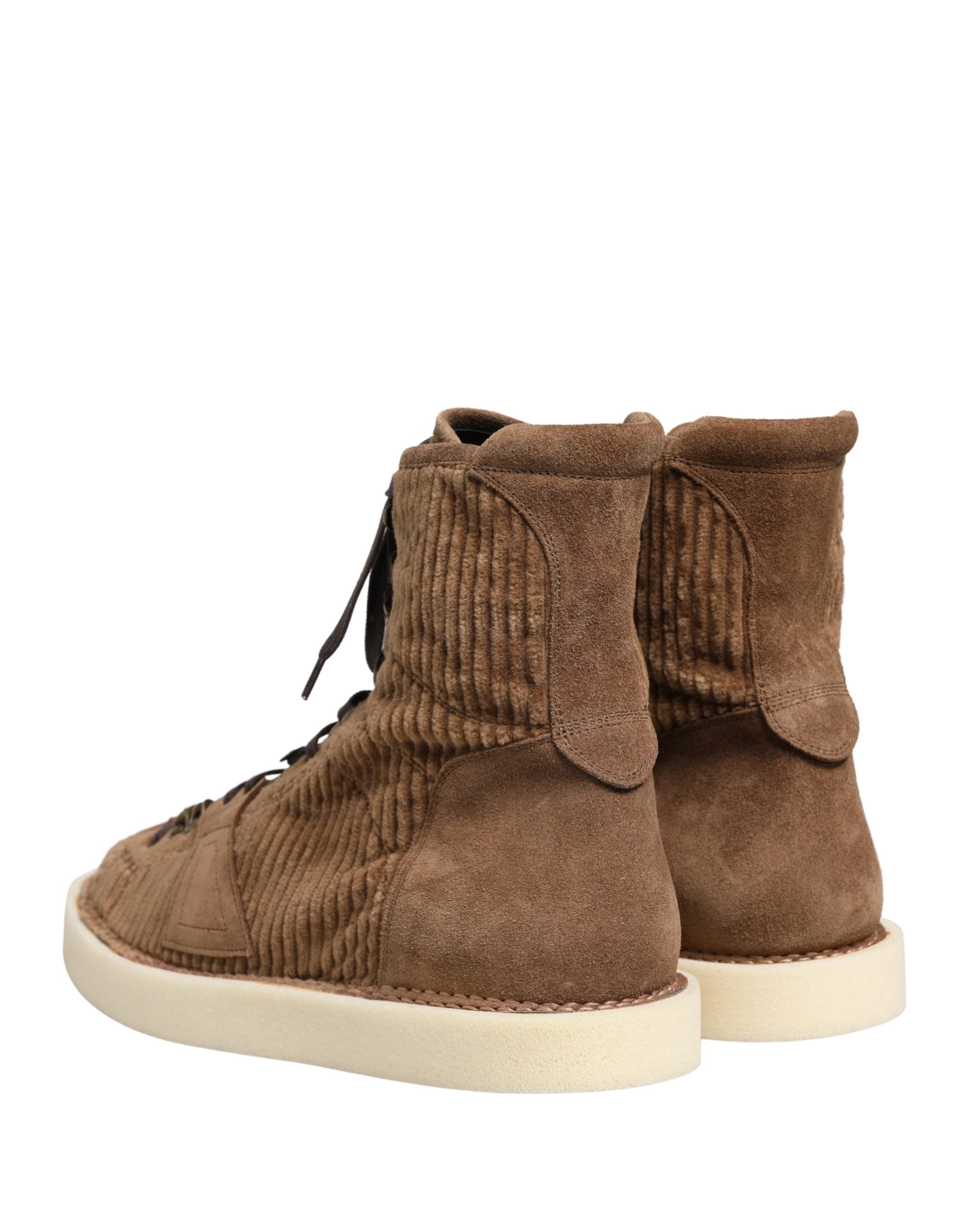 Dolce & Gabbana Braune Corduroy High-Top Oxford Boots
