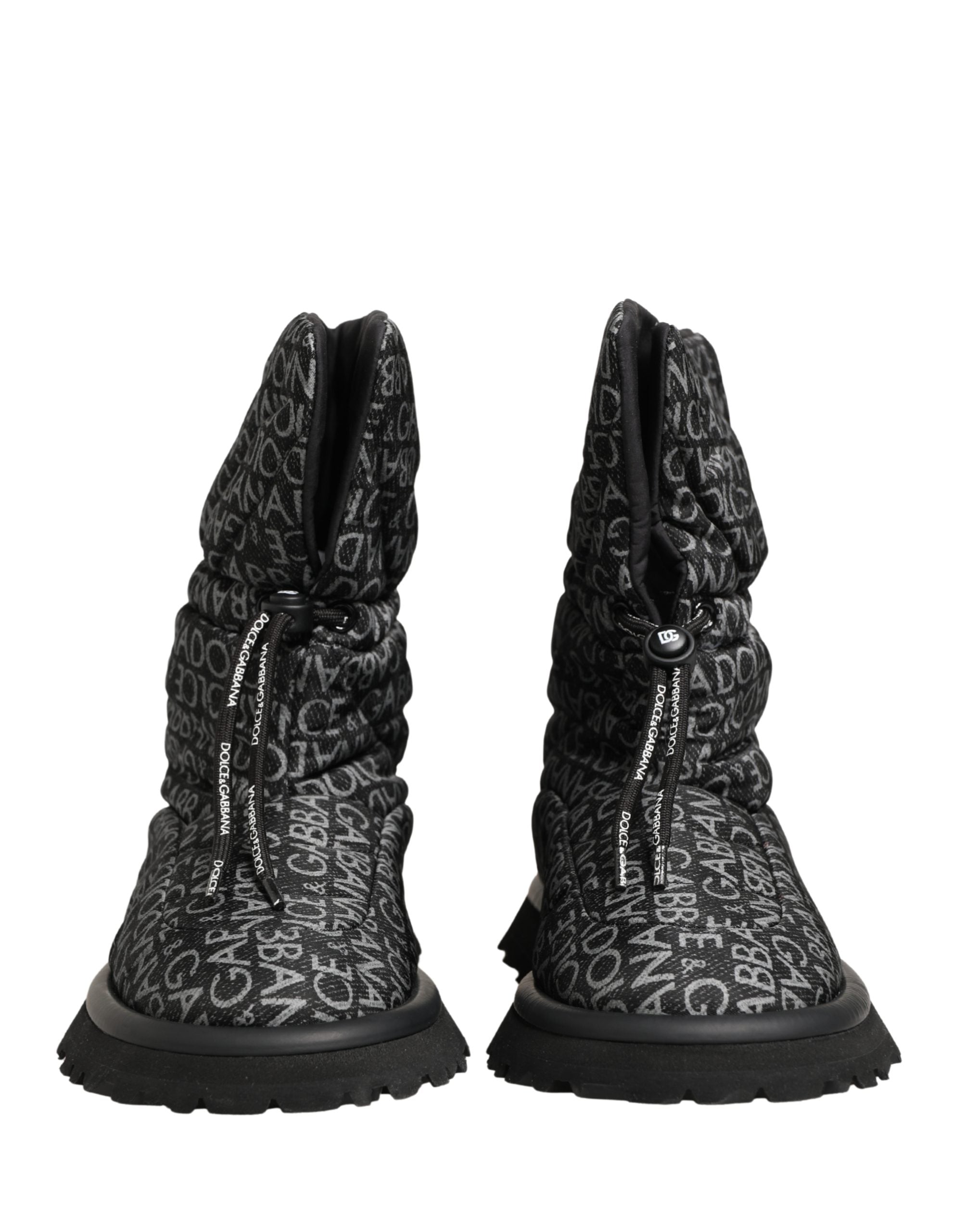 Dolce & Gabbana Schwarze Schnür-Schneestiefel mit Logo-Print