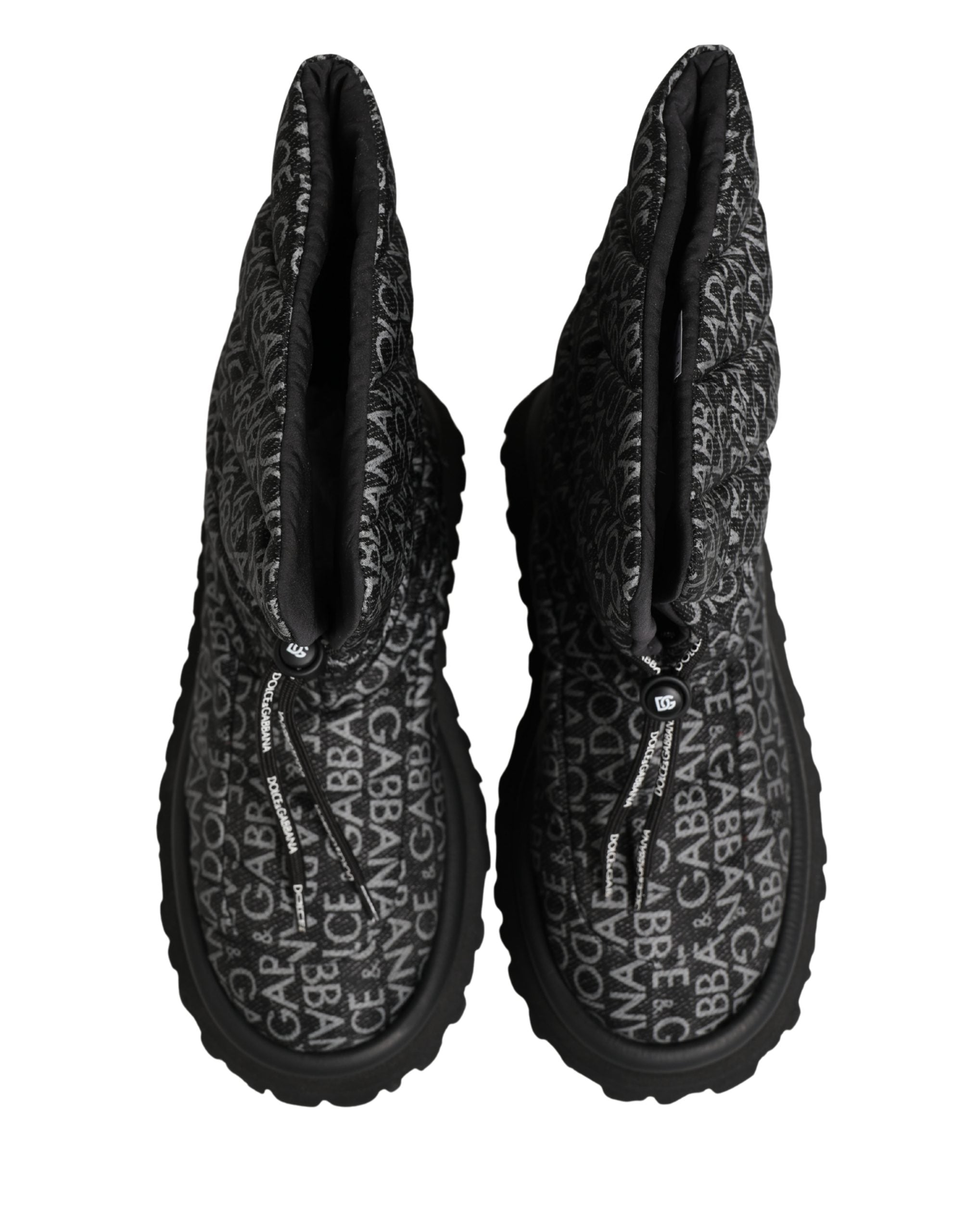 Dolce & Gabbana Schwarze Schnür-Schneestiefel mit Logo-Print