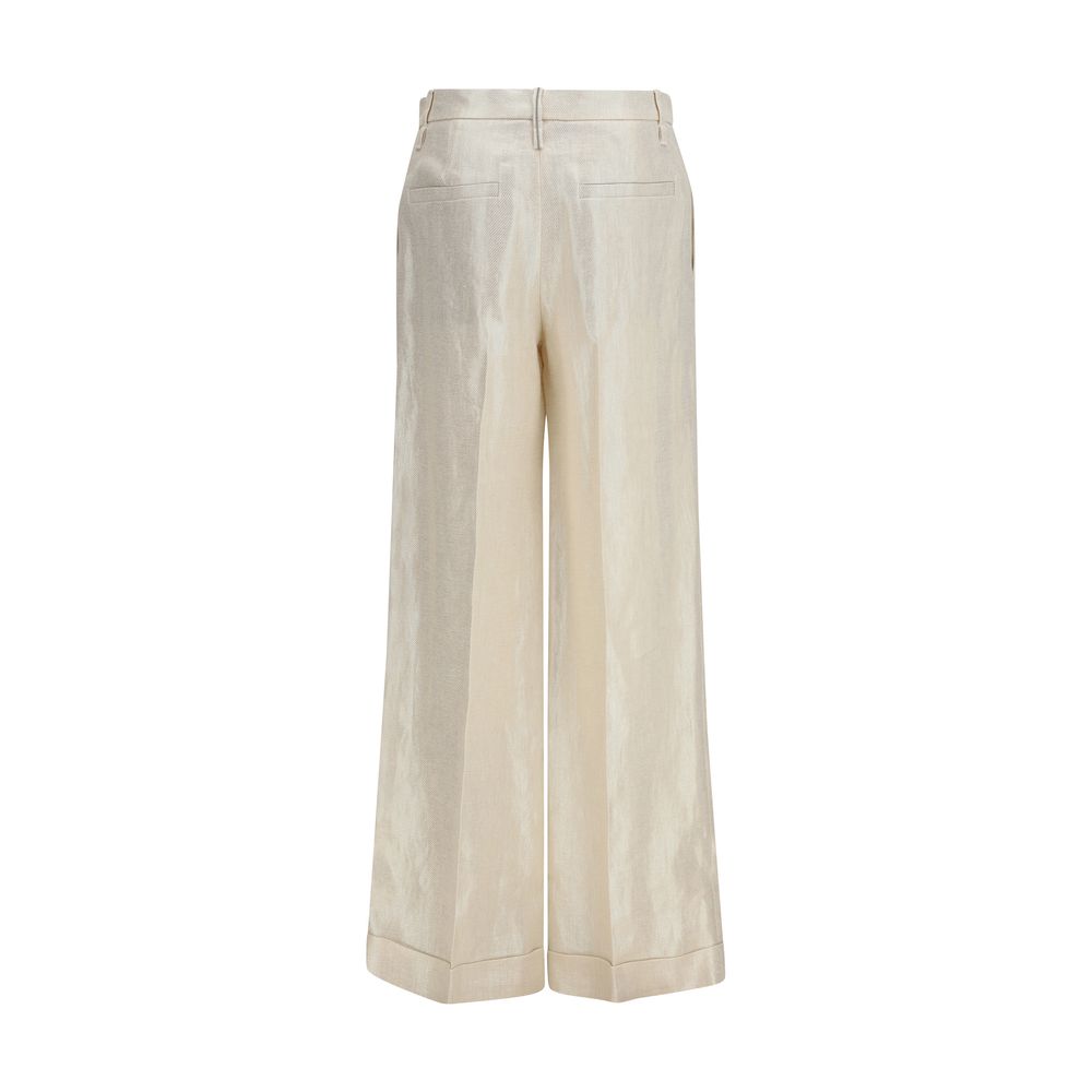 Brunello Cucinelli Beige Seidenhose