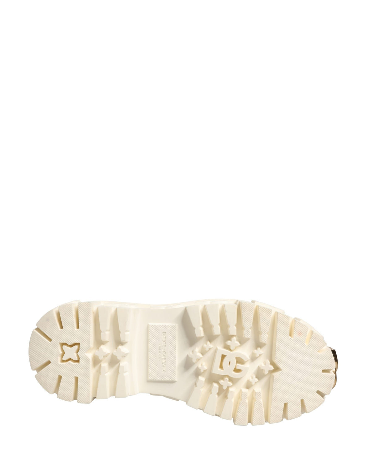 Dolce & Gabbana Weiße Leder-Stiefeletten mit Gummi-Logo