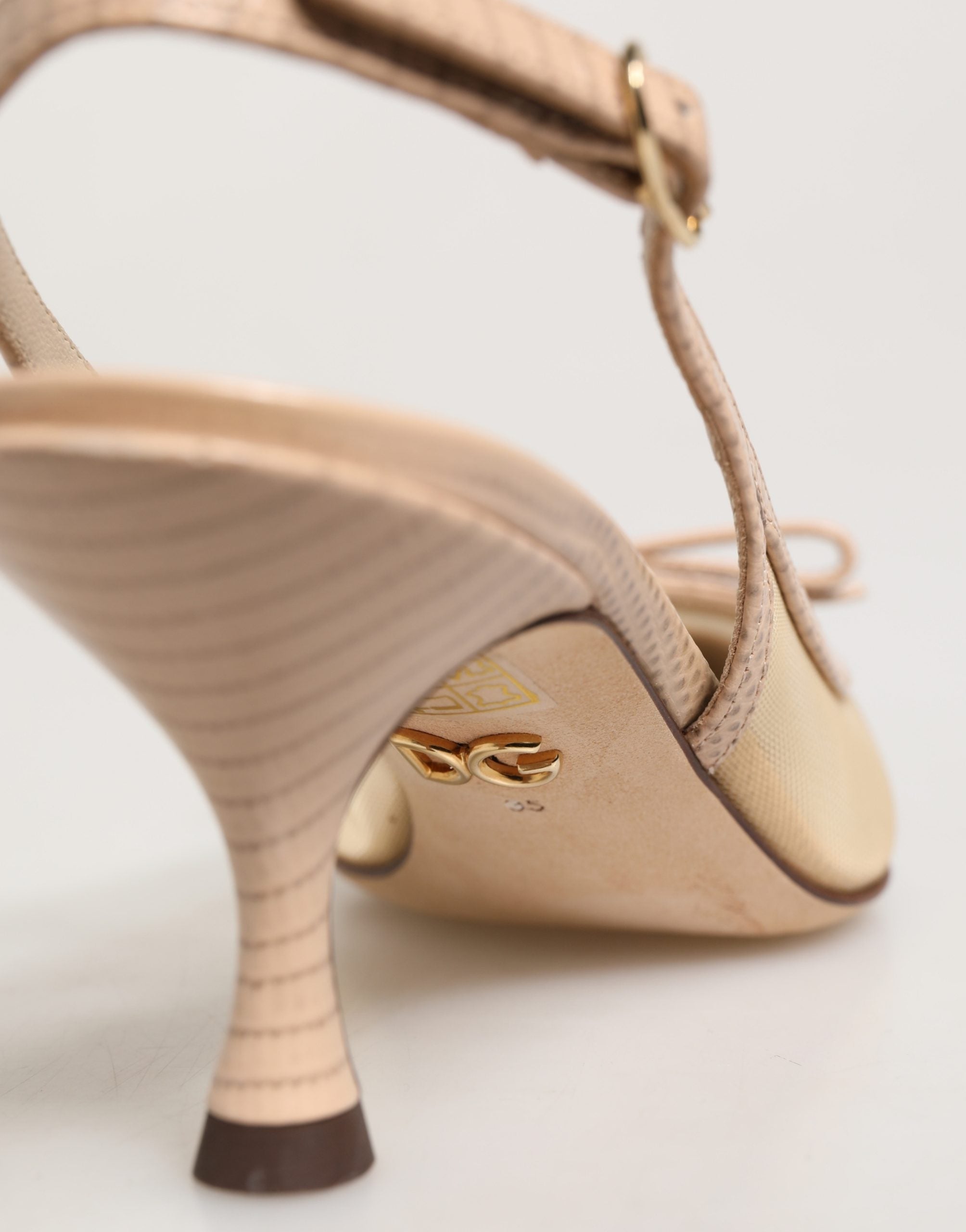 Dolce & Gabbana Beige Lori Mesh Leder Slingback Pumps