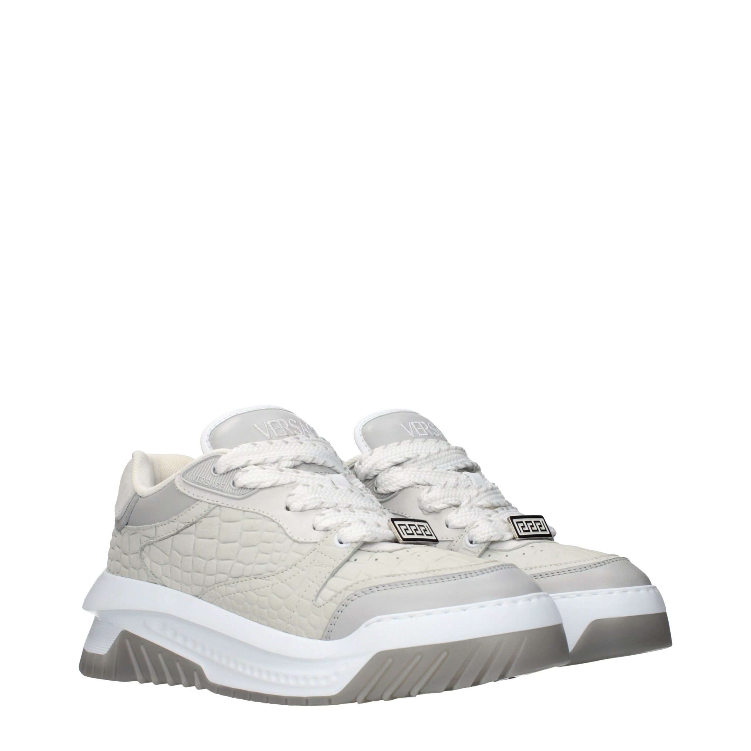 Versace Graue Leder Low-Top-Sneaker