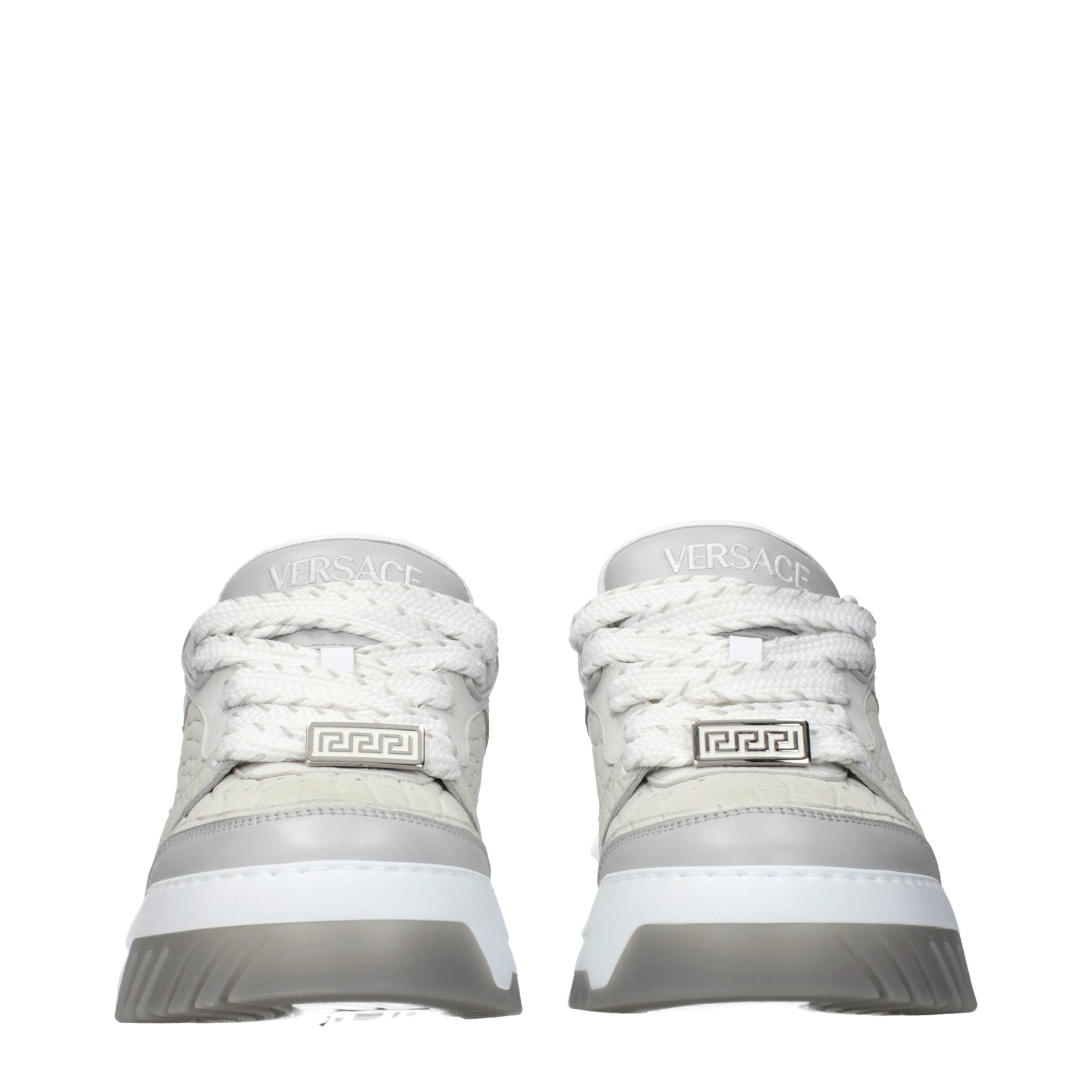 Versace Graue Leder Low-Top-Sneaker