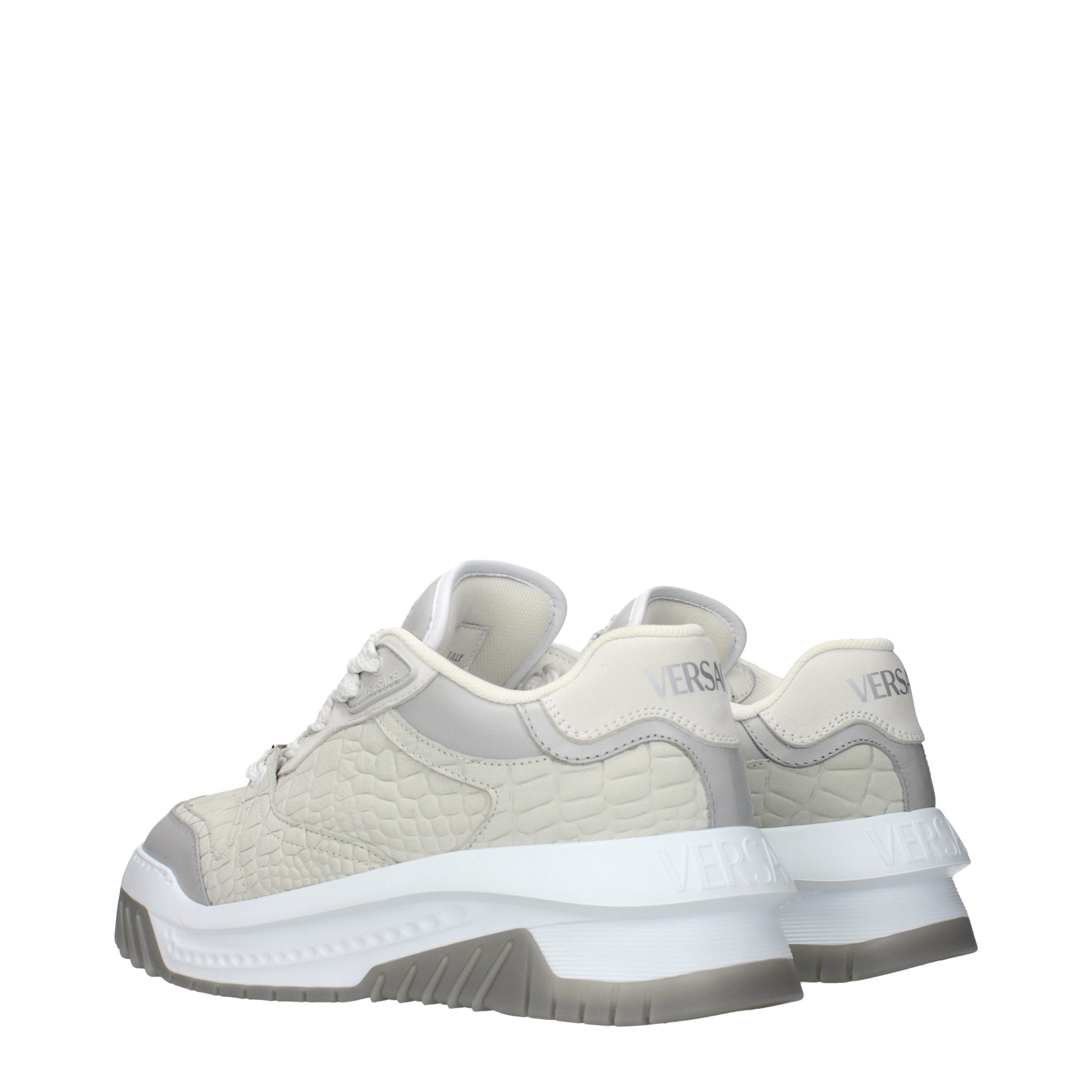 Versace Graue Leder Low-Top-Sneaker