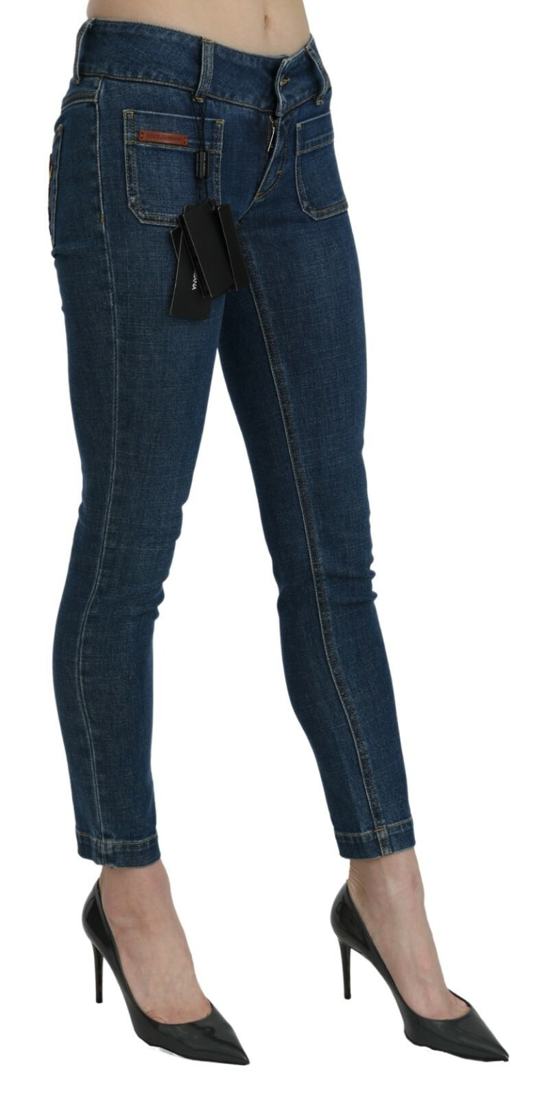 Dolce & Gabbana Blaue Slim Fit Cropped Jeans mit mittlerer Leibhöhe aus Denim