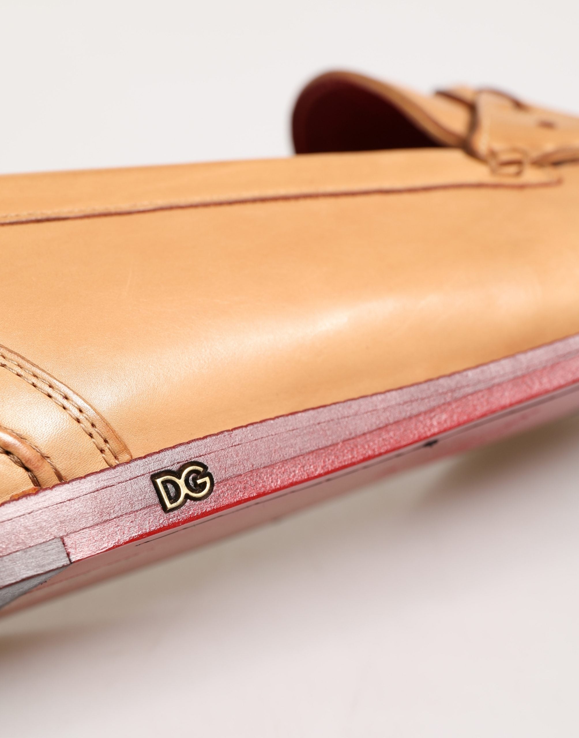 Dolce & Gabbana Beige Tassel Leder Herren Slipper Loafer Schuhe