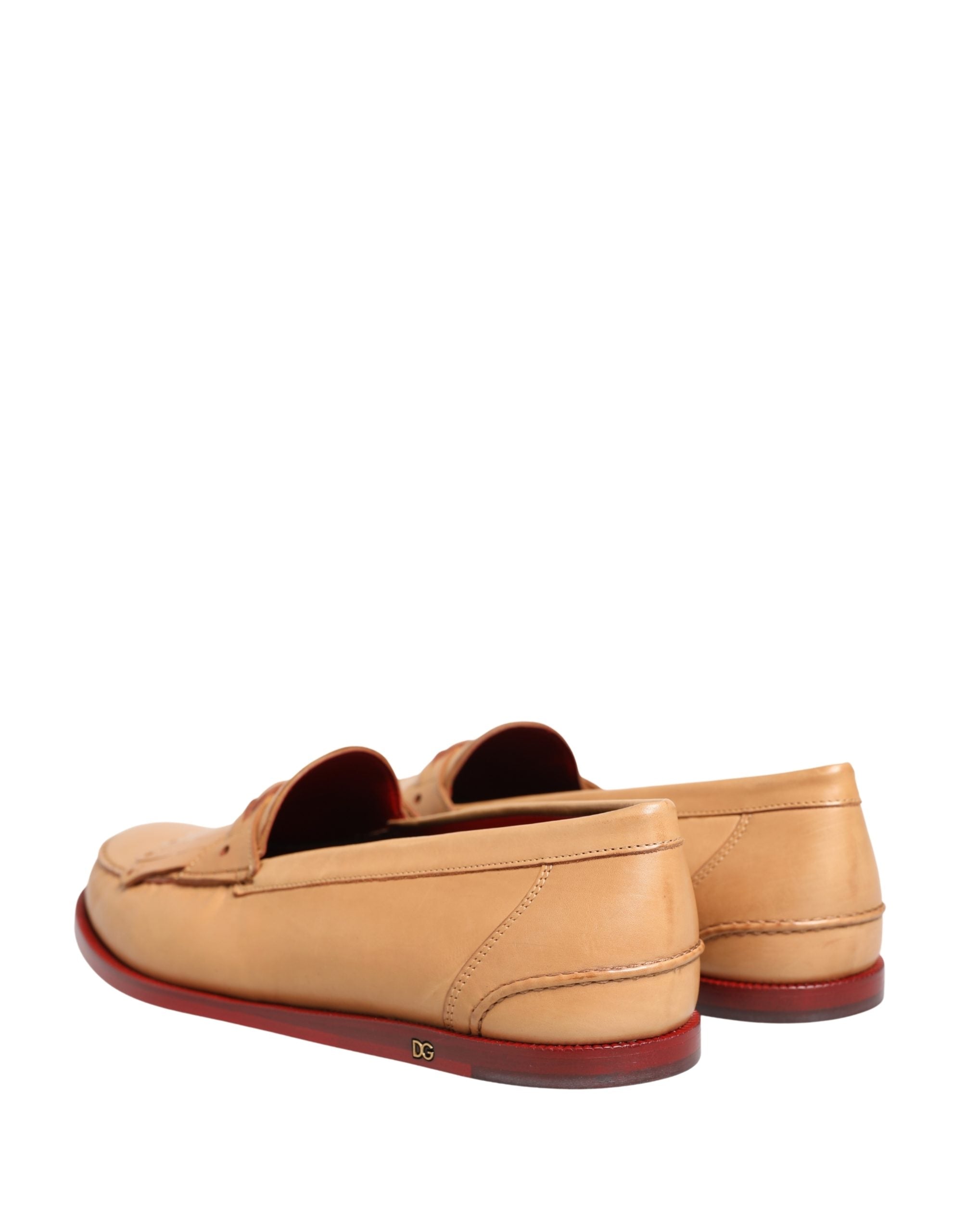 Dolce & Gabbana Beige Tassel Leder Herren Slipper Loafer Schuhe
