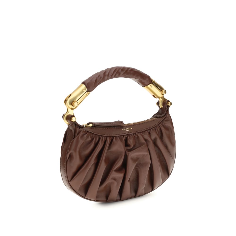 Balmain Braune Kalbsleder Bos Taurus Schultertasche